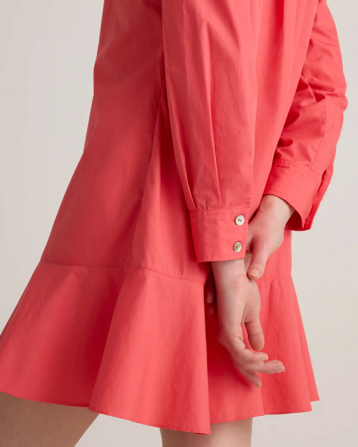 100% Organic Cotton Poplin Drop Waist Shirt Dress