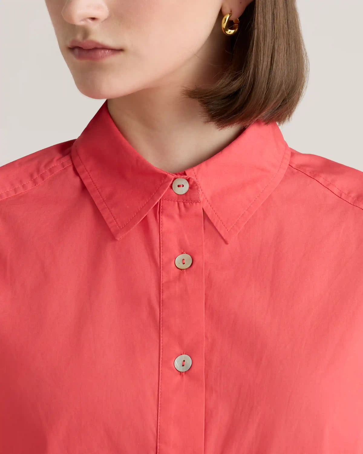 100% Organic Cotton Poplin Drop Waist Shirt Dress