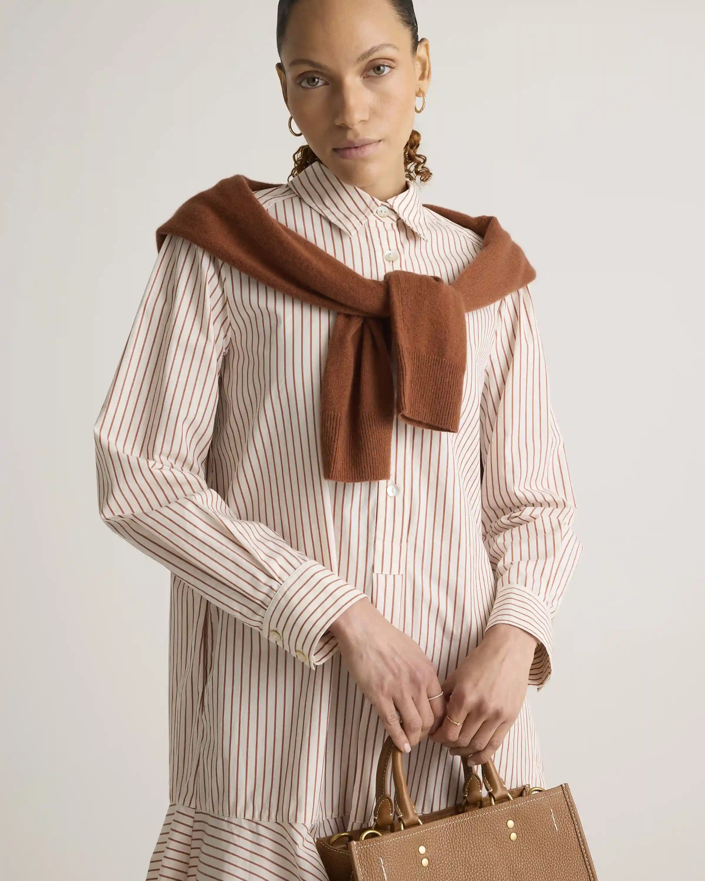 100% Organic Cotton Poplin Drop Waist Shirt Dress