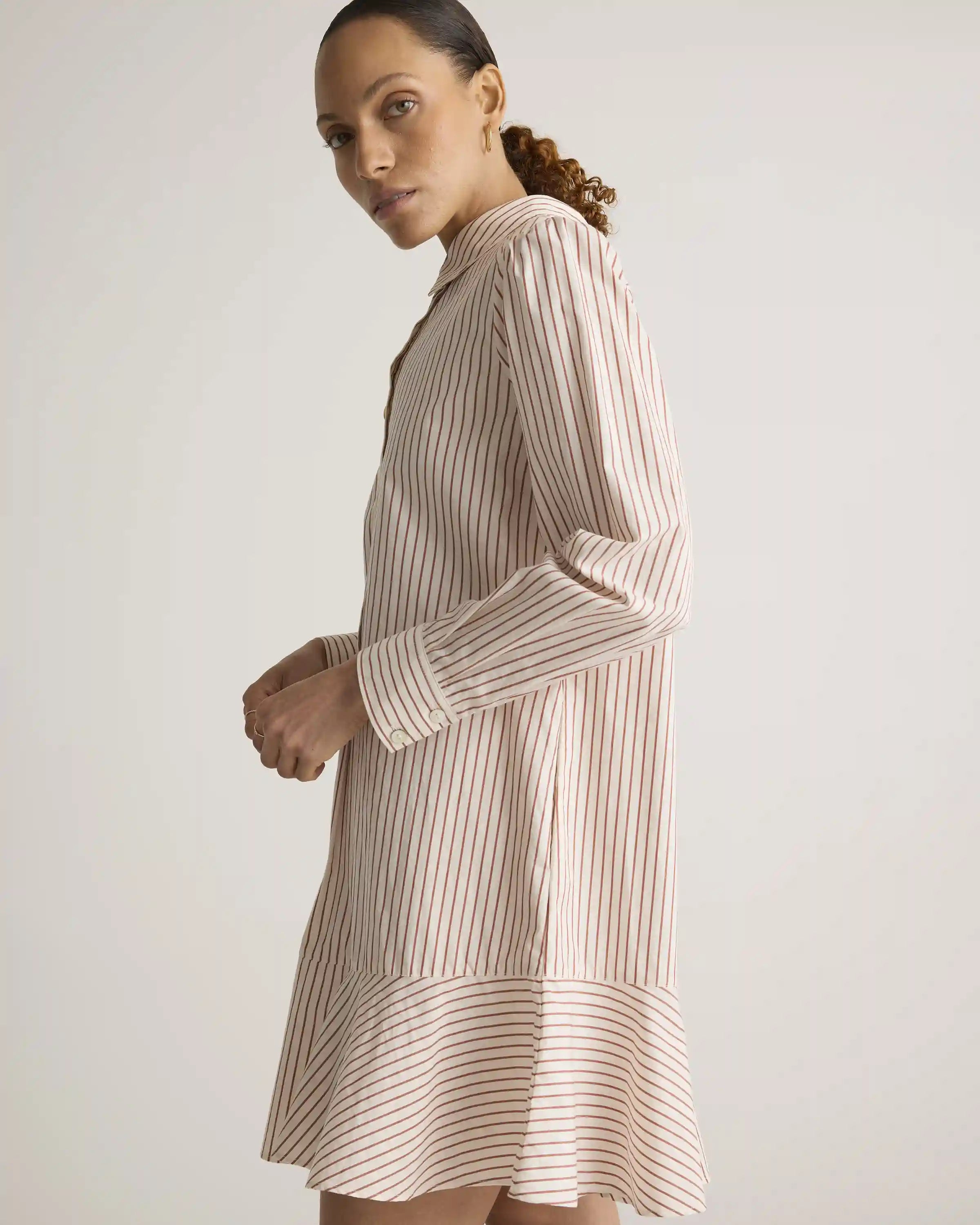 100% Organic Cotton Poplin Drop Waist Shirt Dress