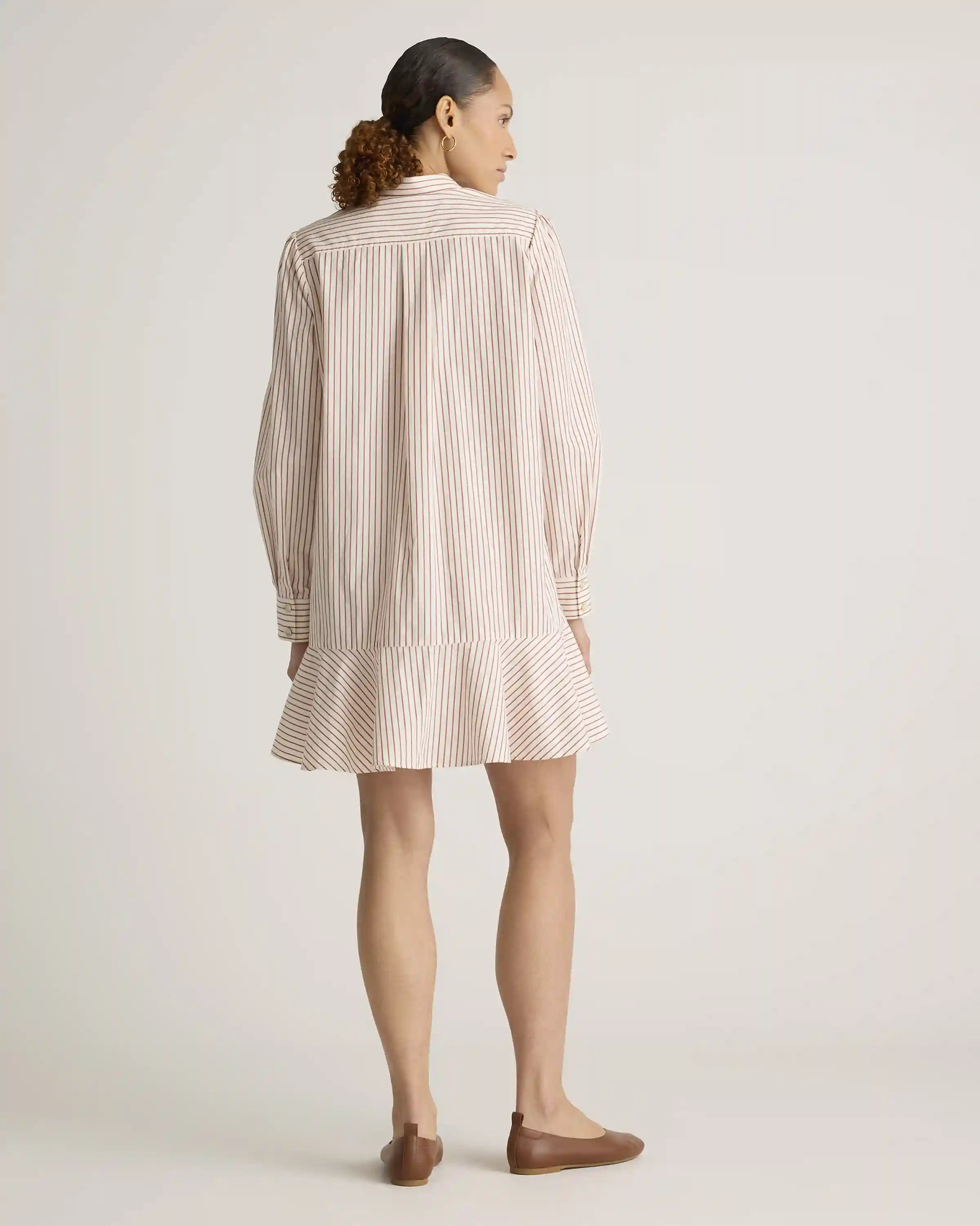 100% Organic Cotton Poplin Drop Waist Shirt Dress