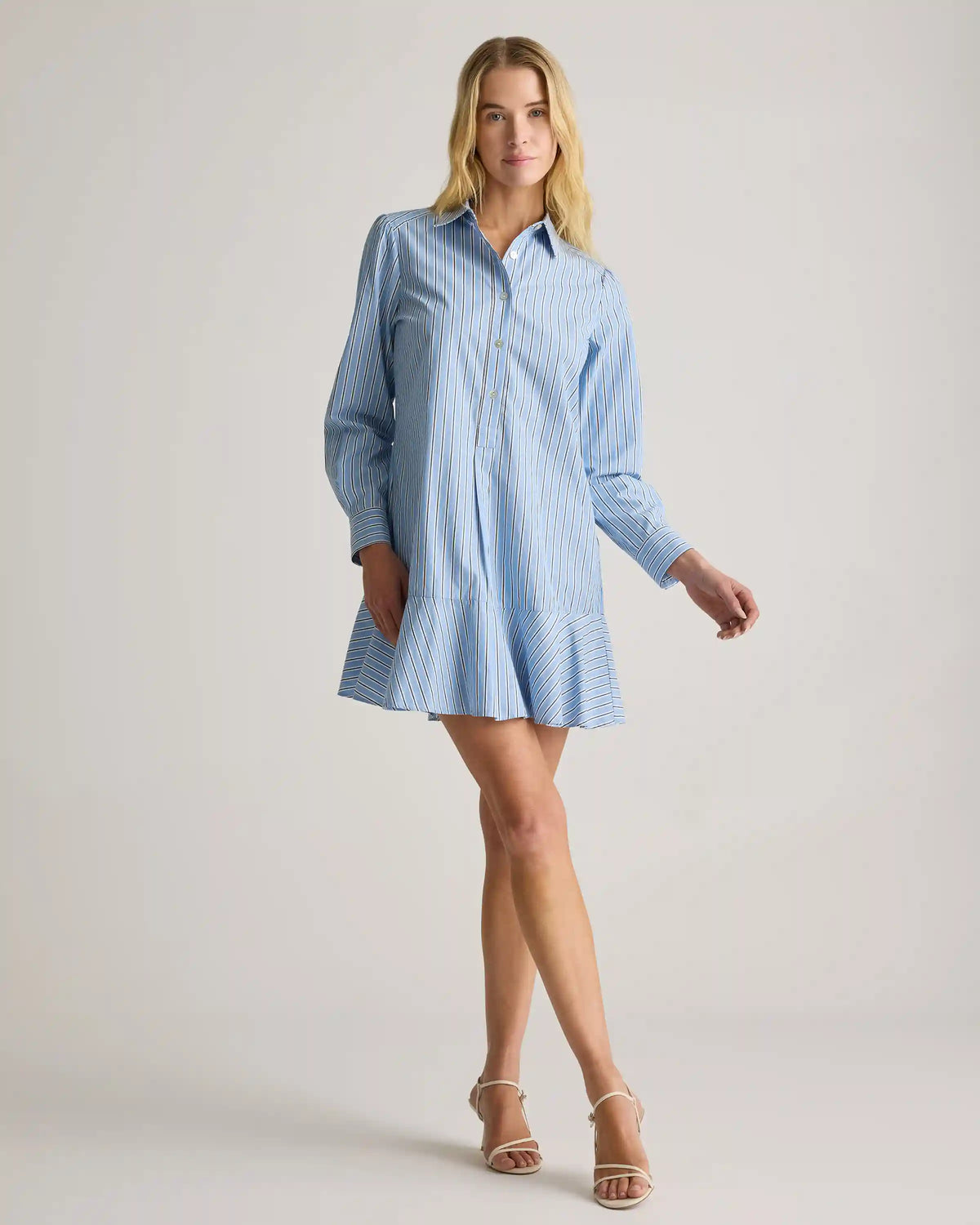 100% Organic Cotton Poplin Drop Waist Shirt Dress
