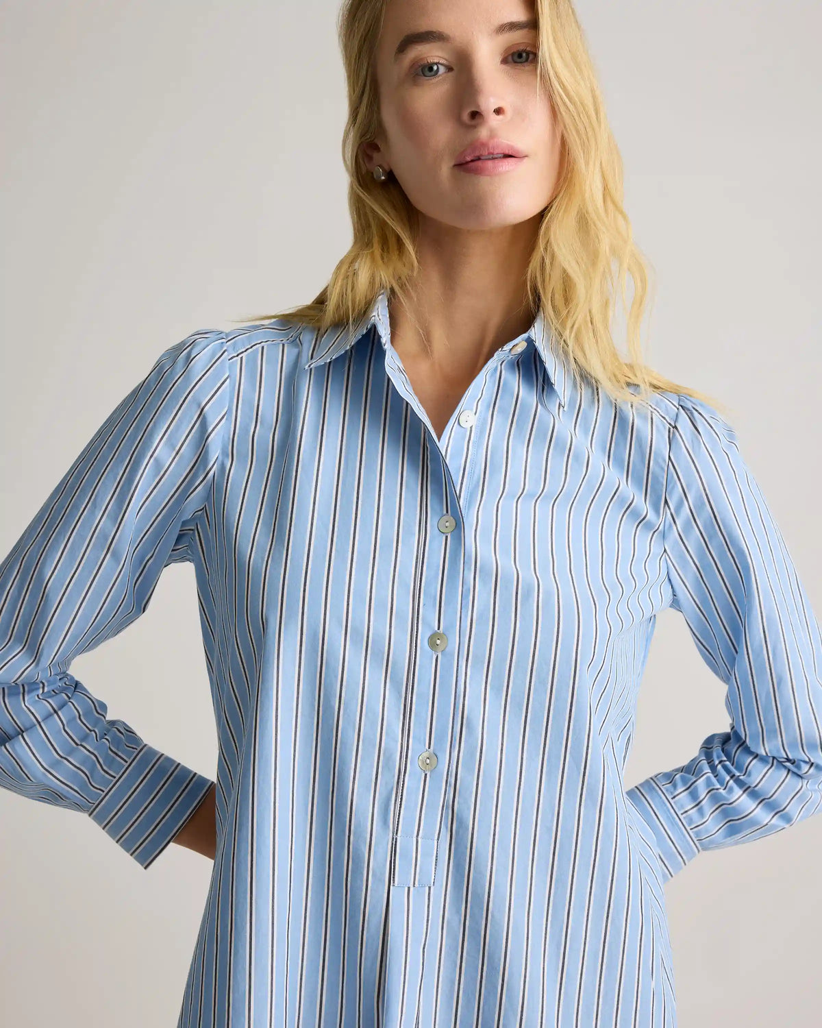 100% Organic Cotton Poplin Drop Waist Shirt Dress