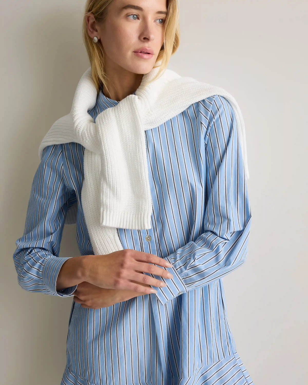 100% Organic Cotton Poplin Drop Waist Shirt Dress