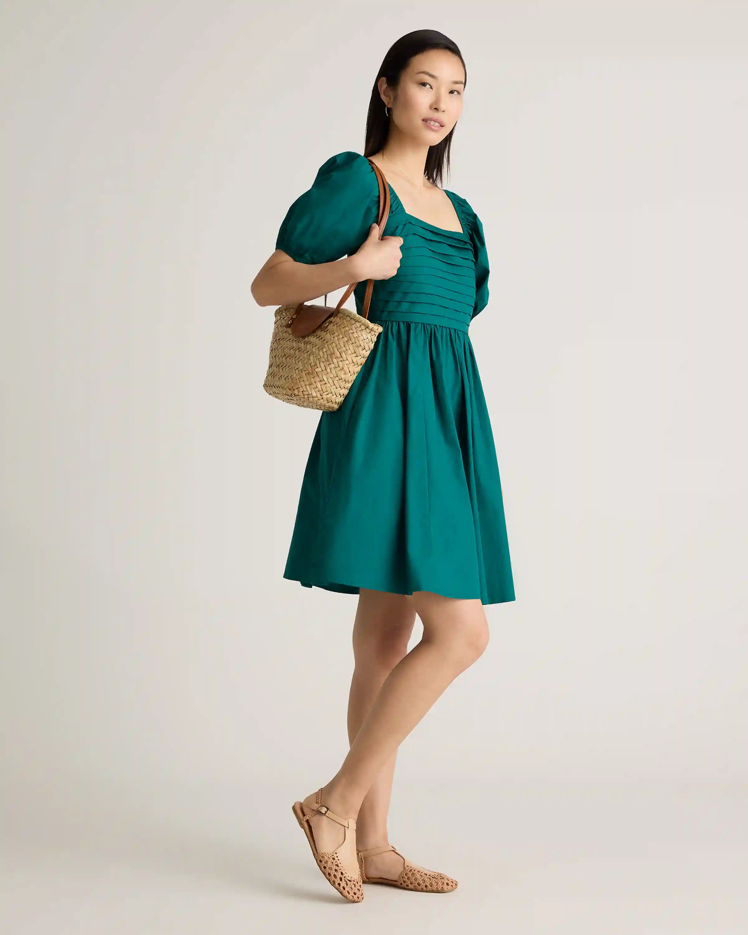 100% Organic Cotton Ruched Mini Dress