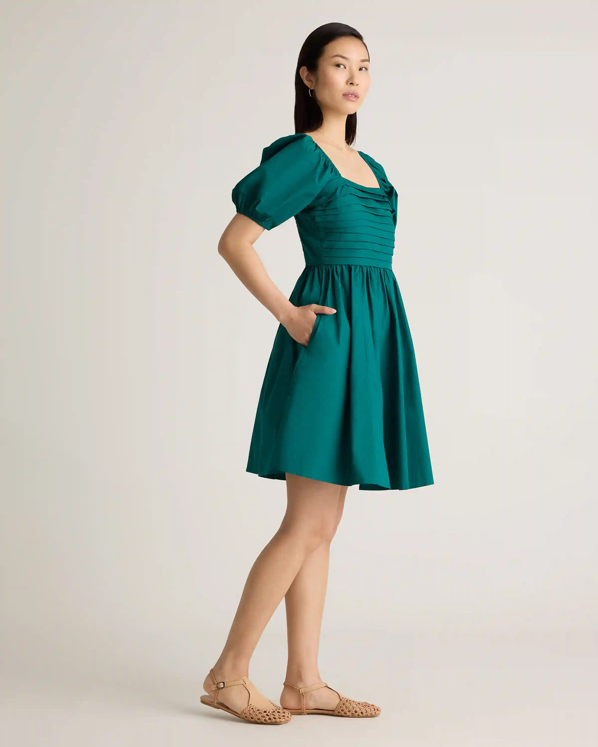100% Organic Cotton Ruched Mini Dress