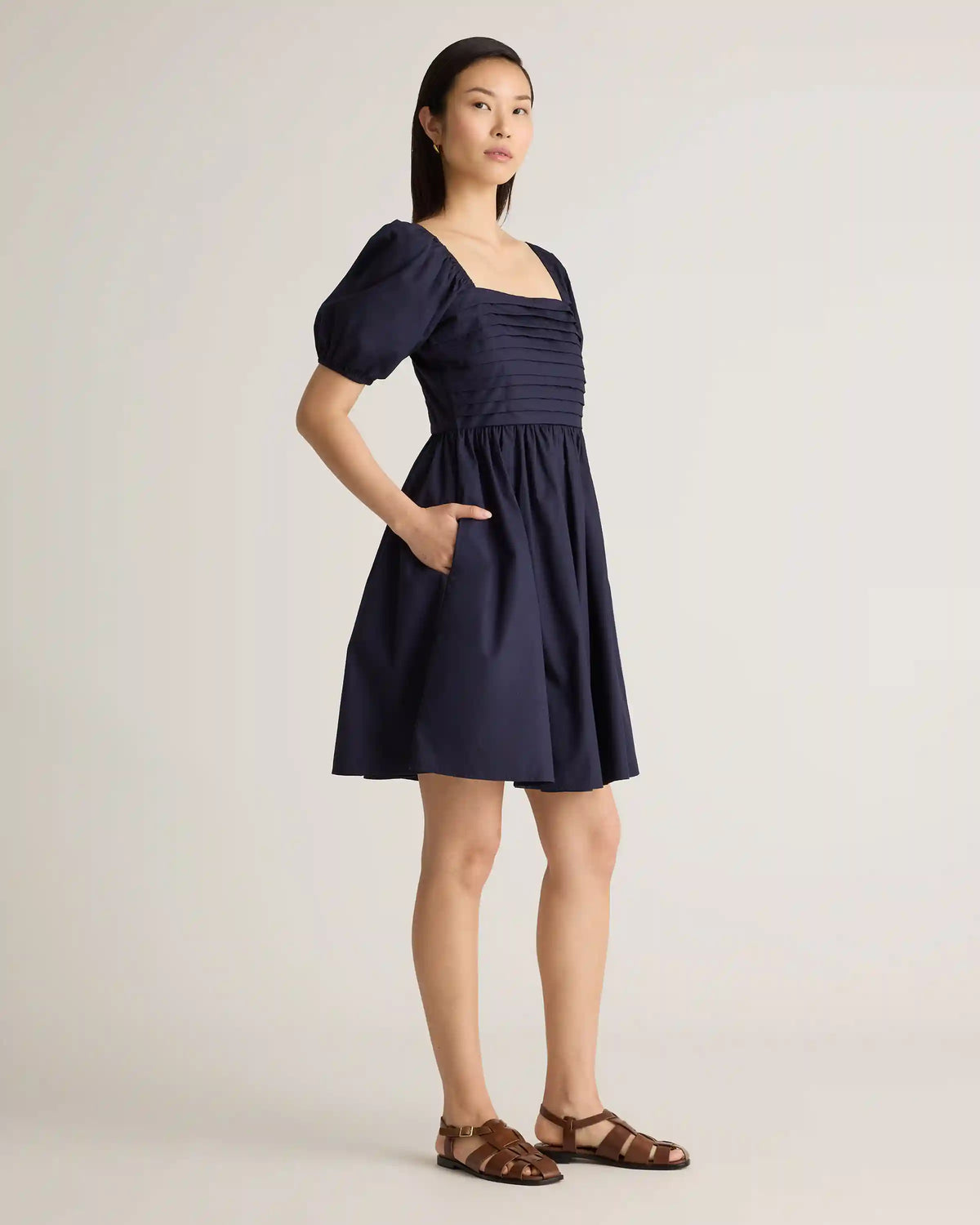 100% Organic Cotton Ruched Mini Dress
