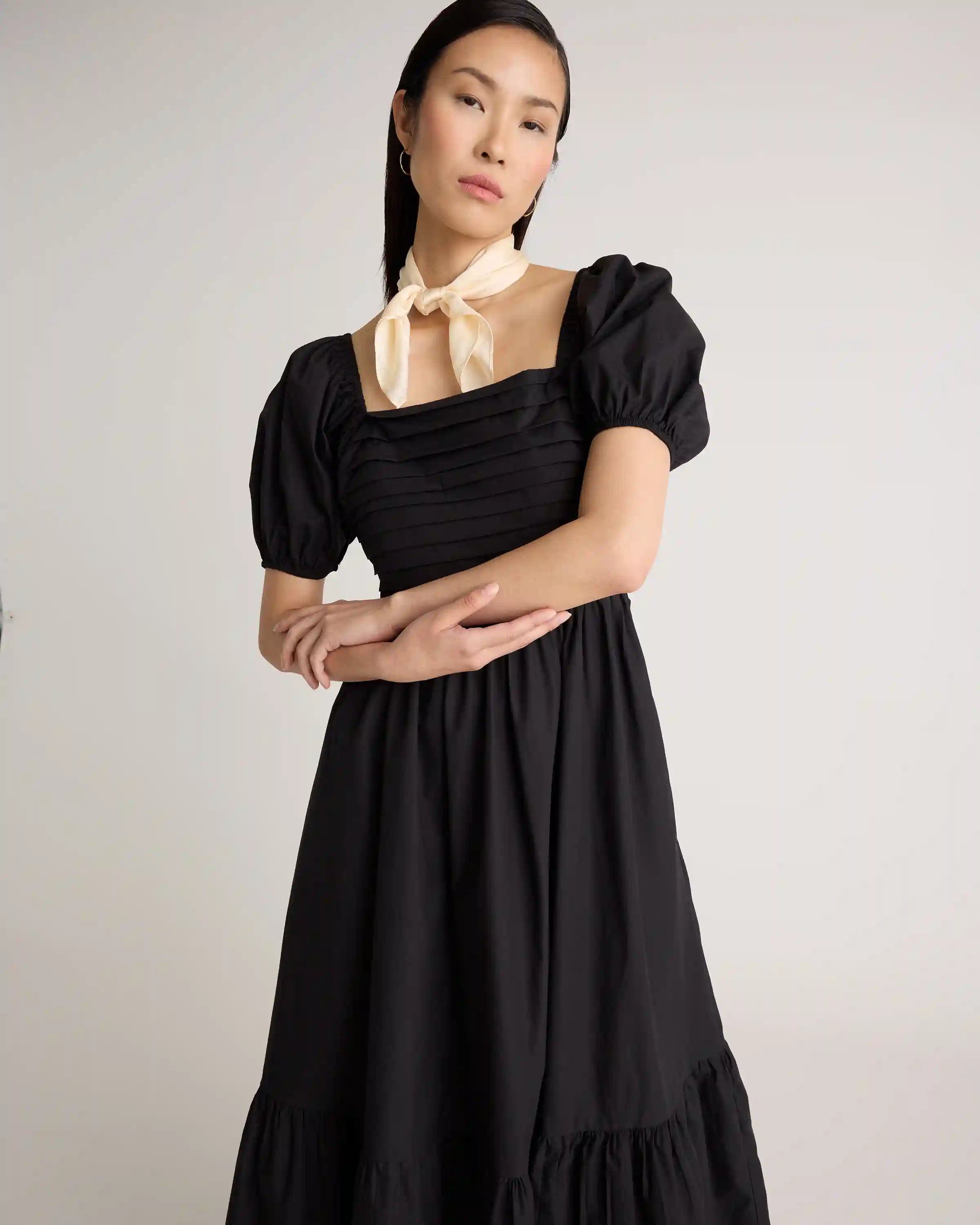 100% Organic Cotton Ruched Midi Dress
