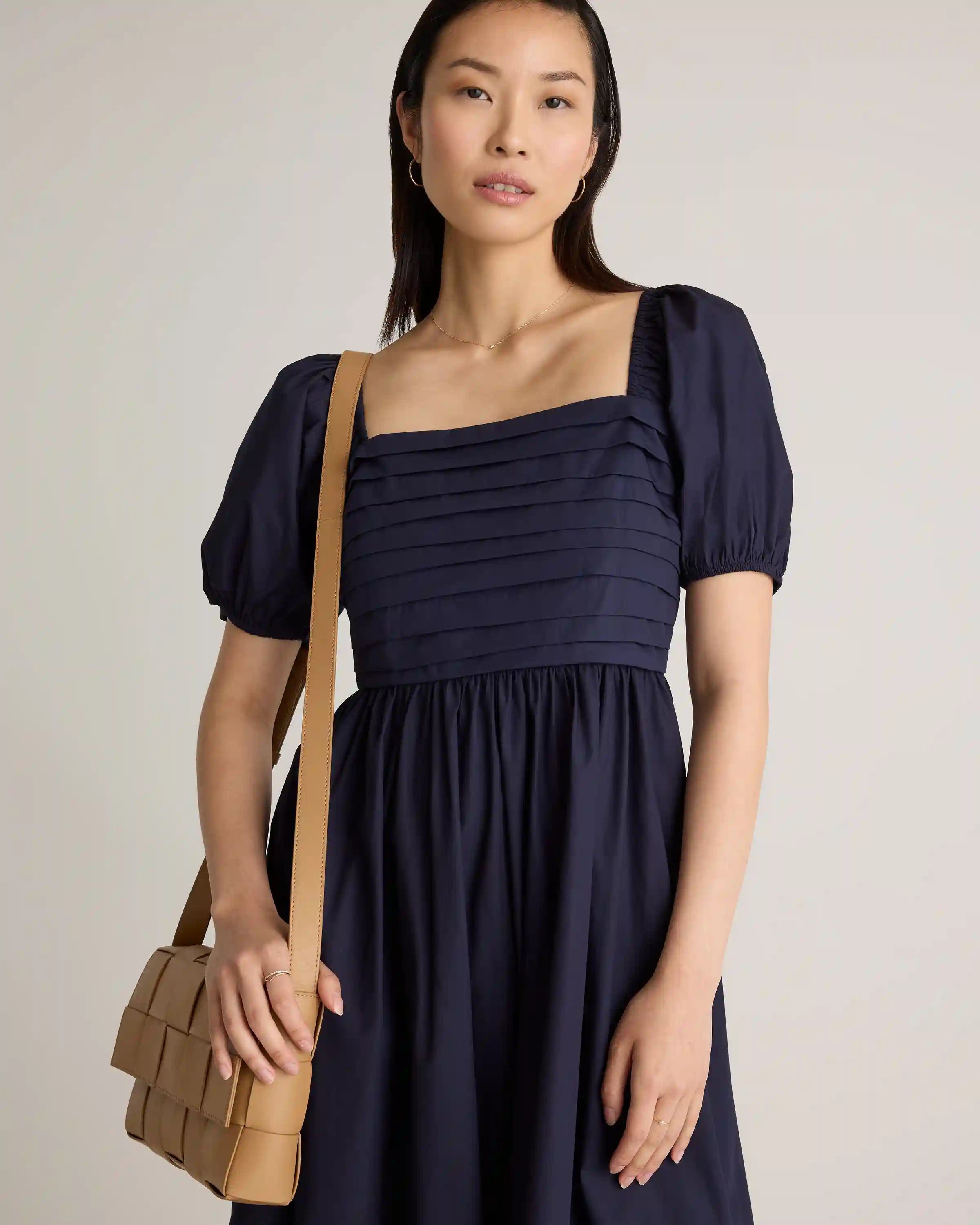 100% Organic Cotton Ruched Midi Dress