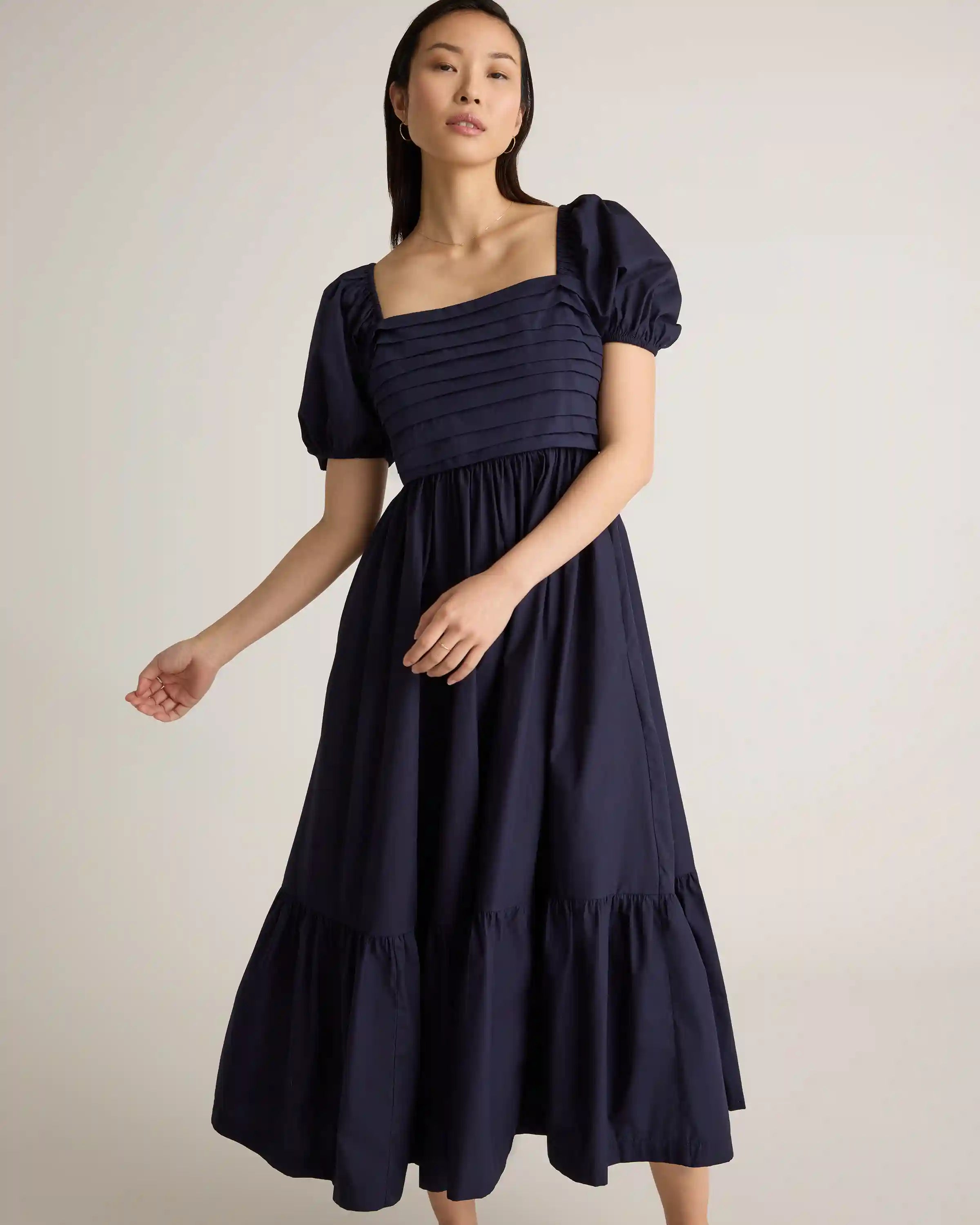 100% Organic Cotton Ruched Midi Dress