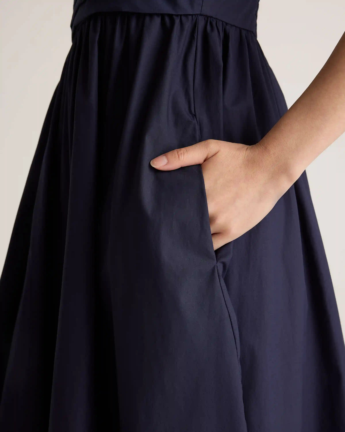 100% Organic Cotton Ruched Midi Dress