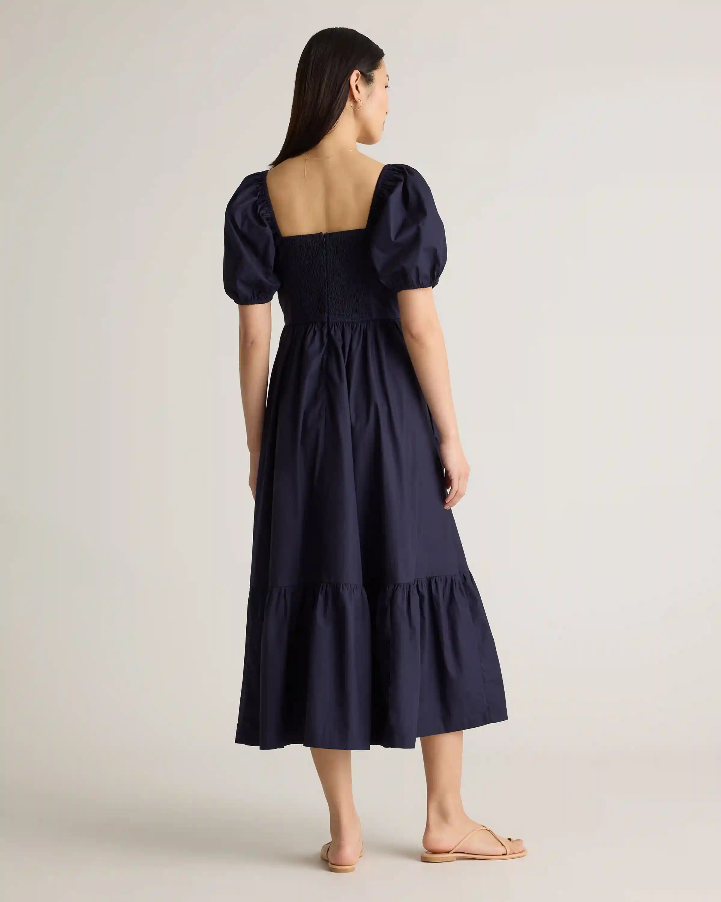 100% Organic Cotton Ruched Midi Dress