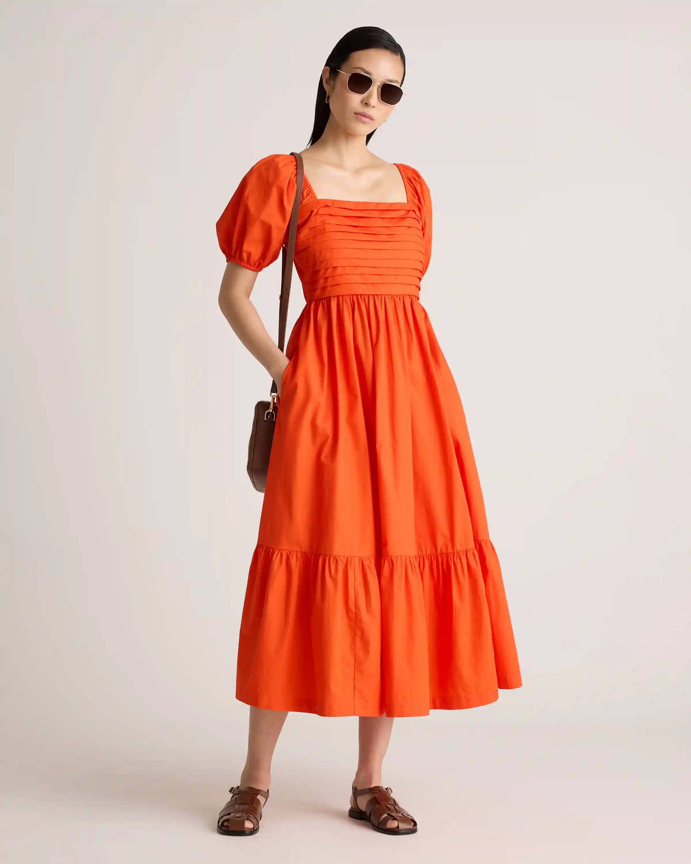 100% Organic Cotton Ruched Midi Dress