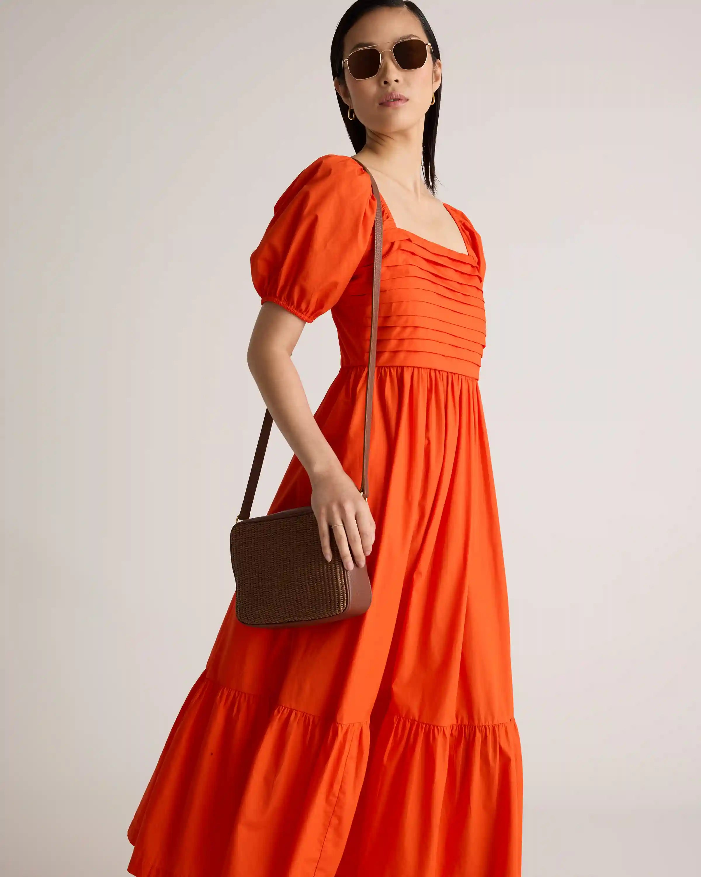 100% Organic Cotton Ruched Midi Dress