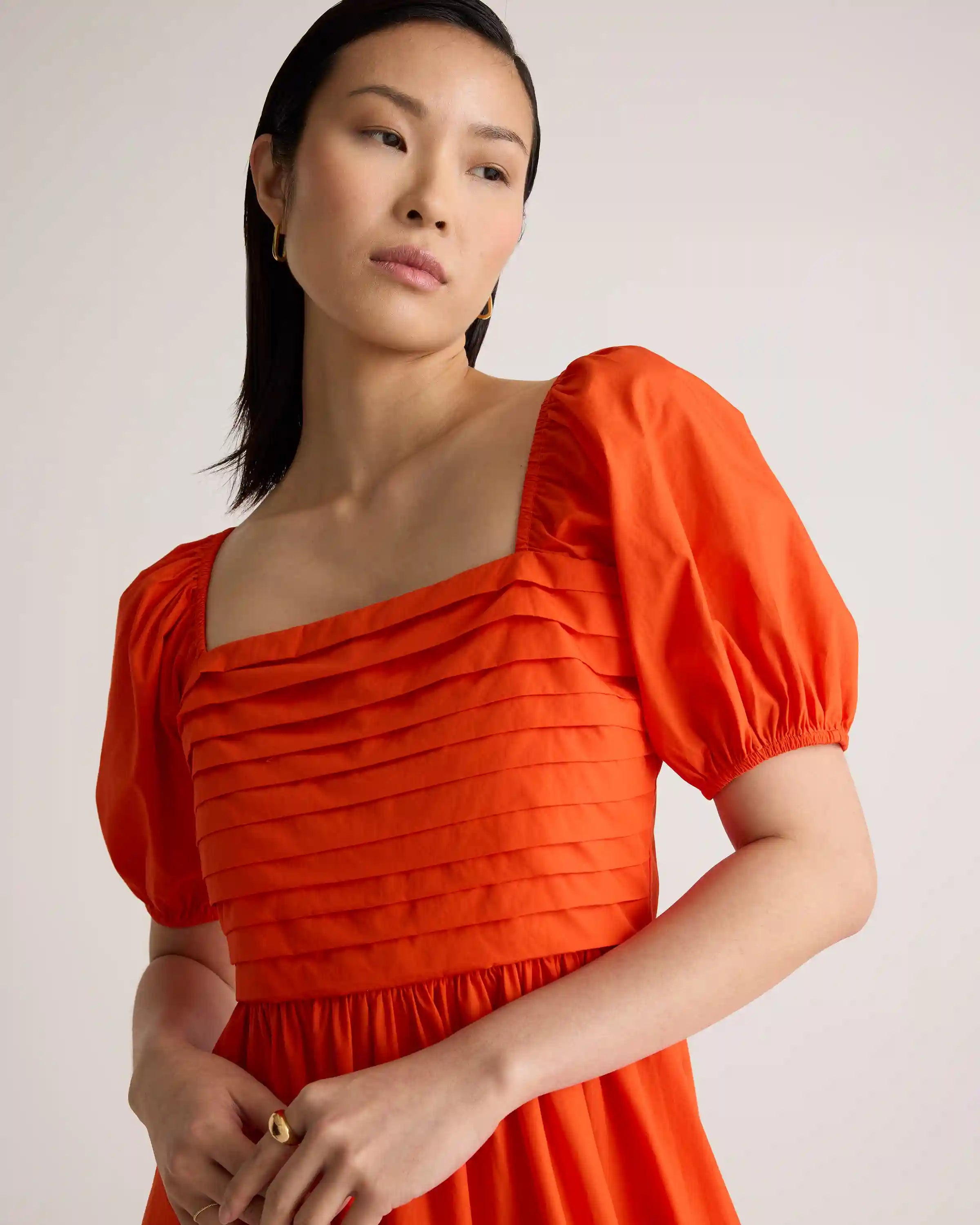 100% Organic Cotton Ruched Midi Dress