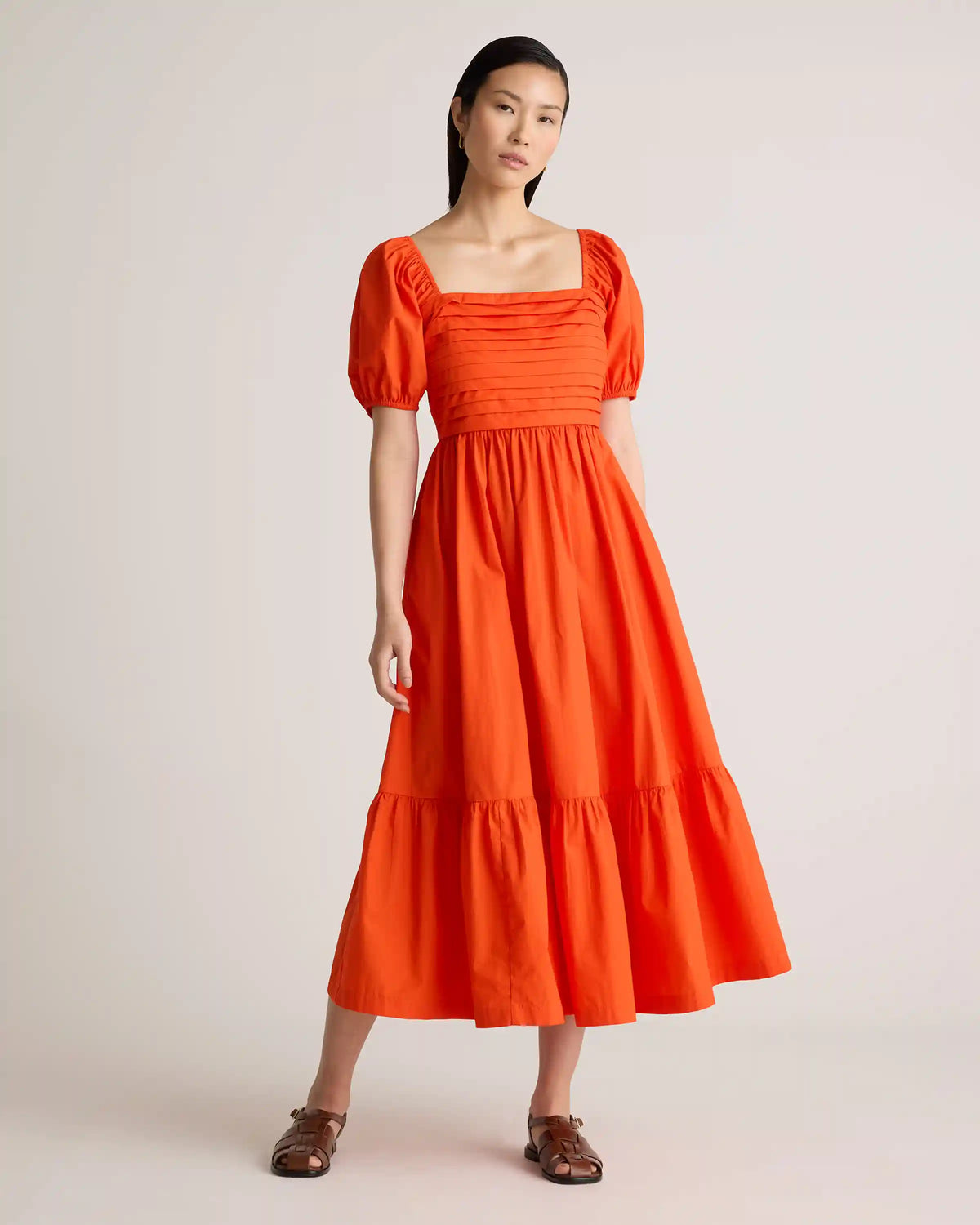 100% Organic Cotton Ruched Midi Dress