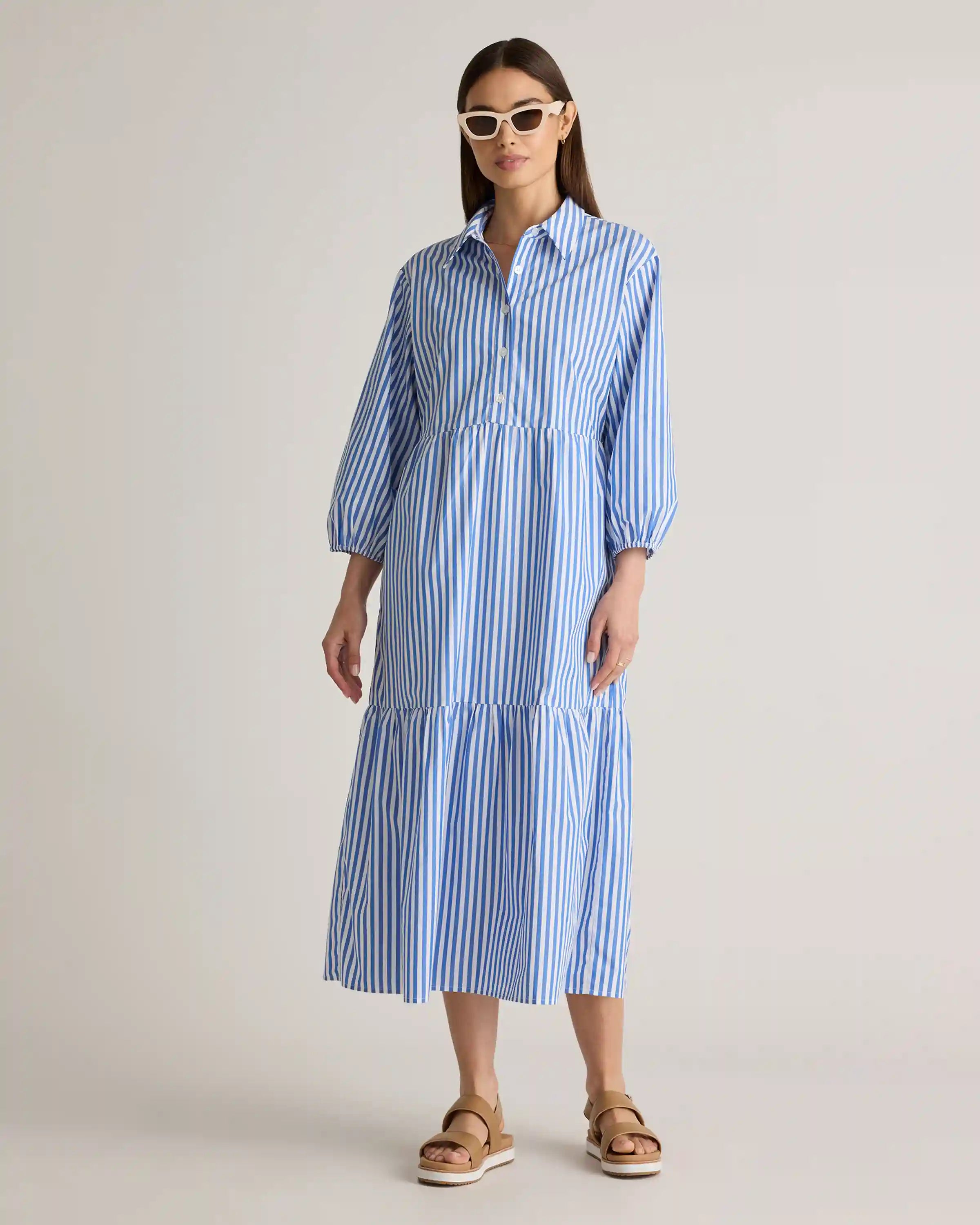 100% Organic Cotton Poplin Midi Tunic Dress