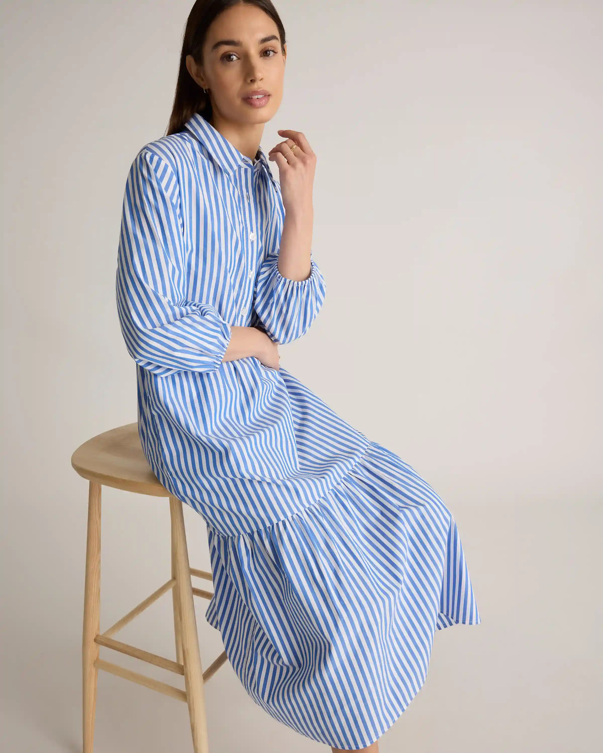 100% Organic Cotton Poplin Midi Tunic Dress
