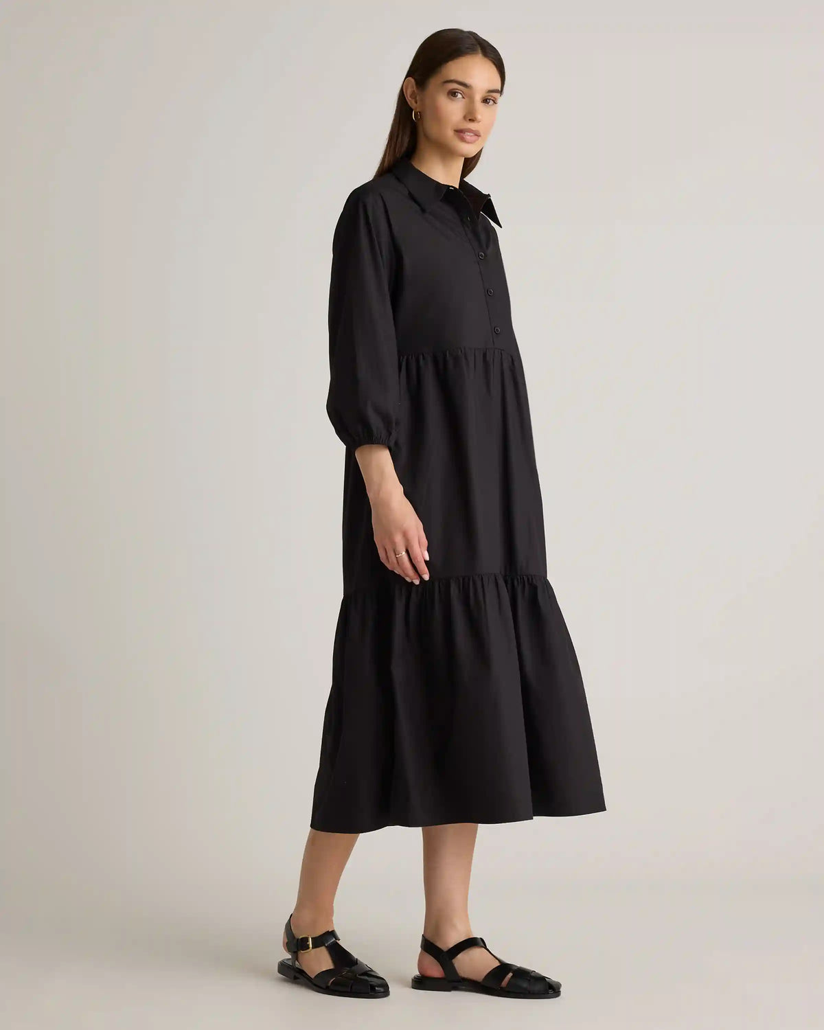 100% Organic Cotton Poplin Midi Tunic Dress