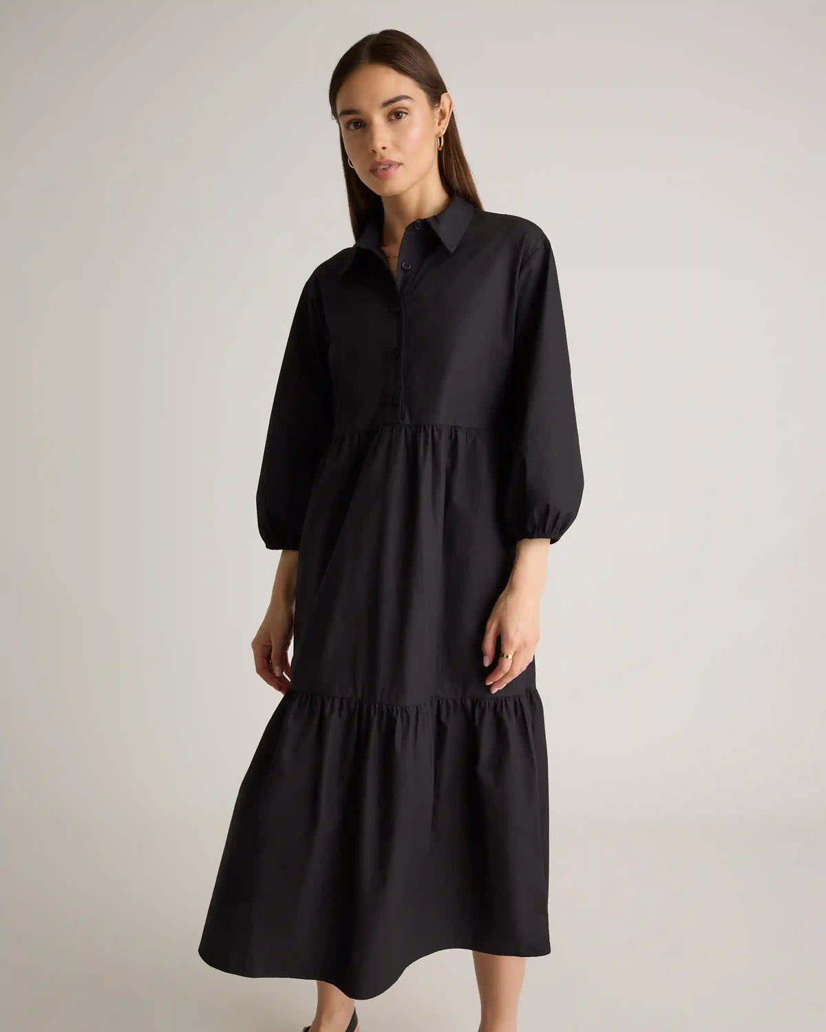 100% Organic Cotton Poplin Midi Tunic Dress