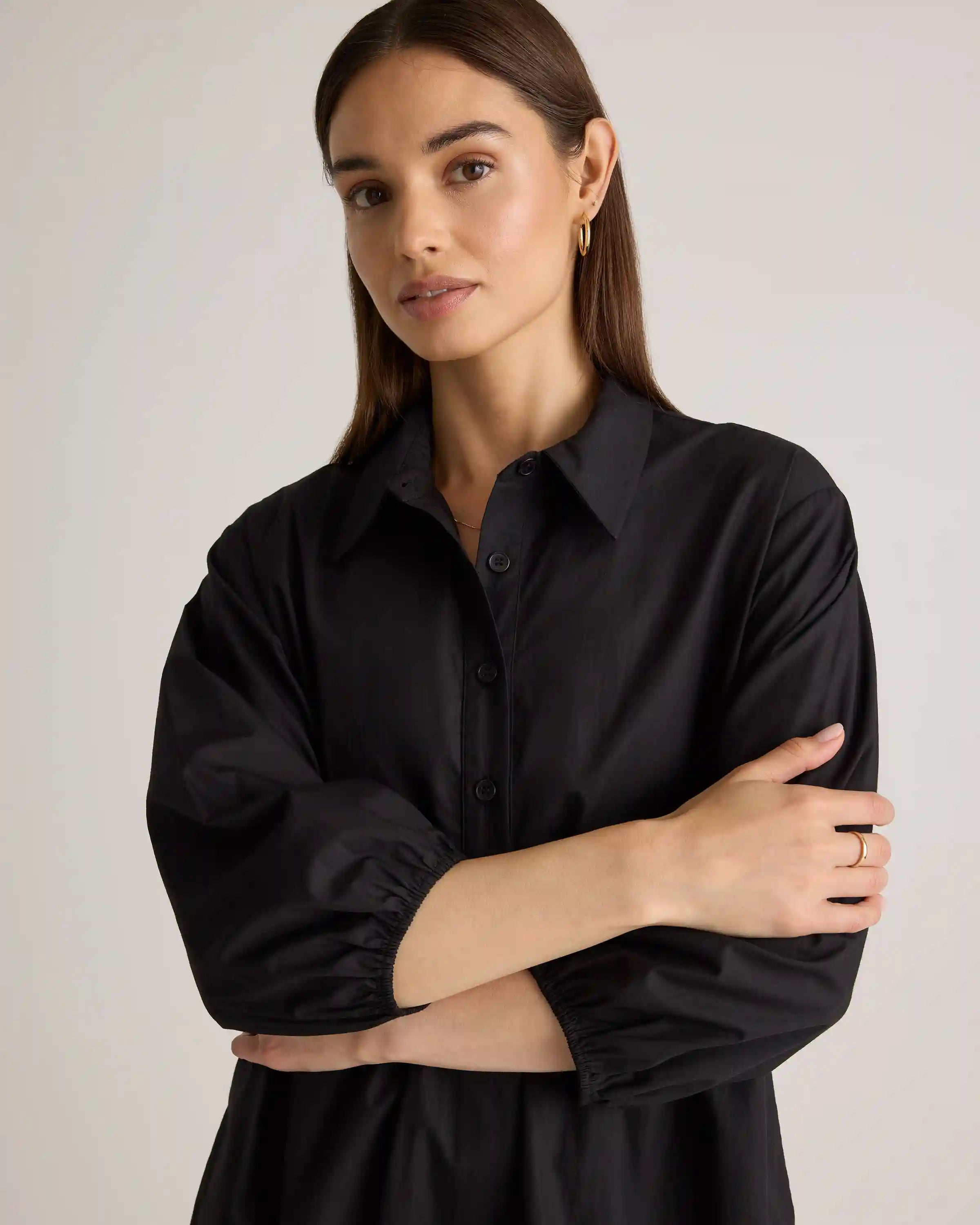 100% Organic Cotton Poplin Midi Tunic Dress