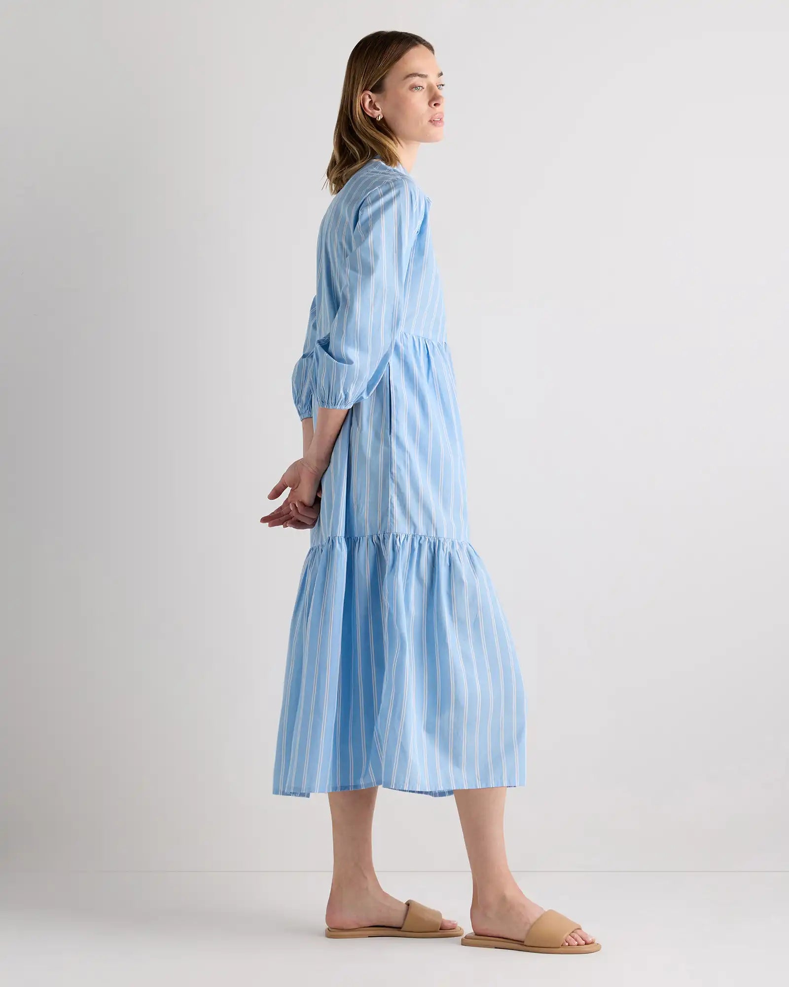 100% Organic Cotton Poplin Midi Tunic Dress