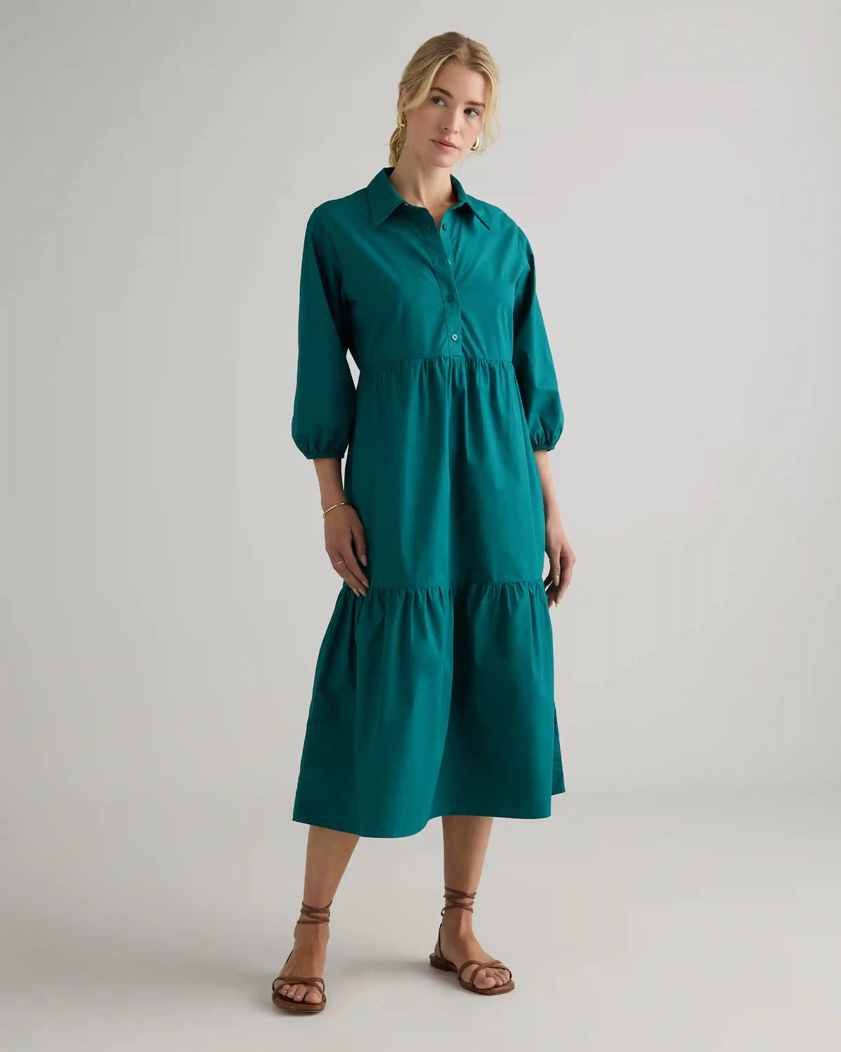 100% Organic Cotton Poplin Midi Tunic Dress