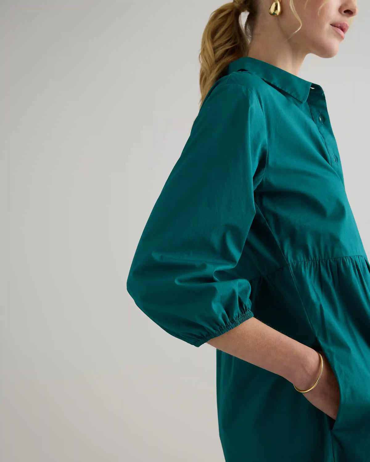 100% Organic Cotton Poplin Midi Tunic Dress
