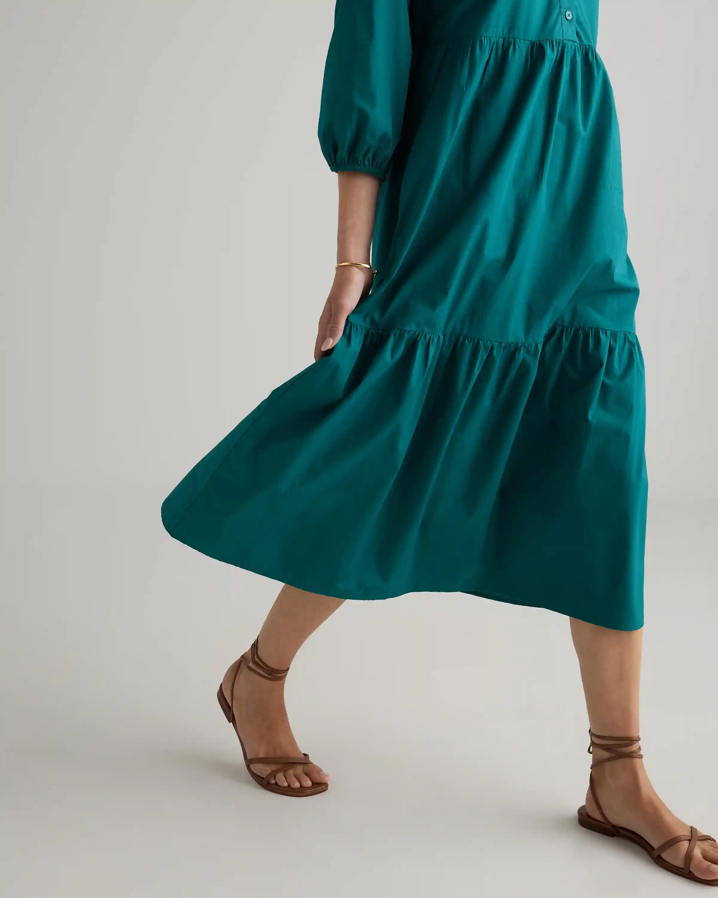 100% Organic Cotton Poplin Midi Tunic Dress