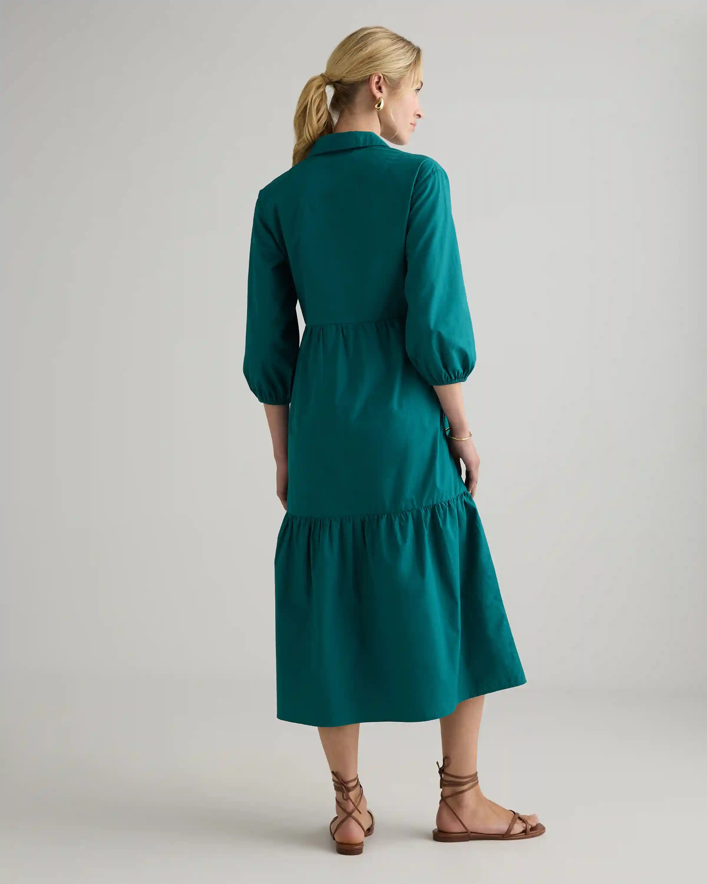 100% Organic Cotton Poplin Midi Tunic Dress