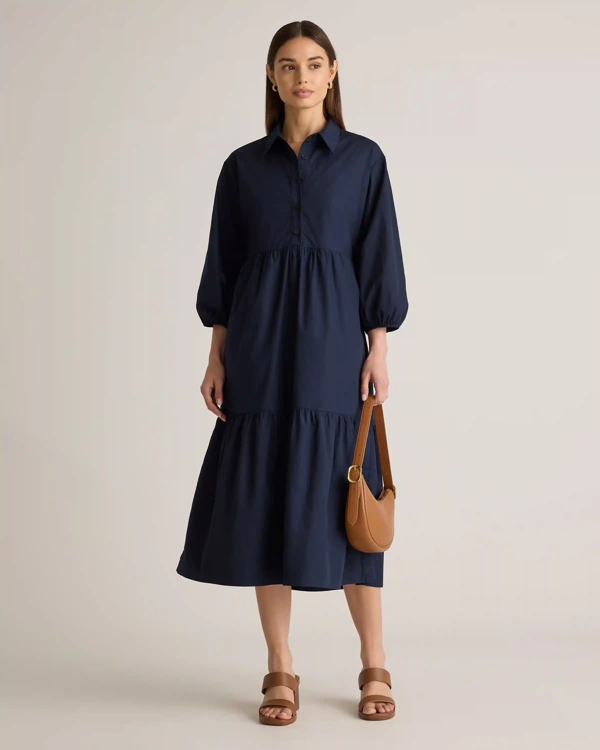 100% Organic Cotton Poplin Midi Tunic Dress
