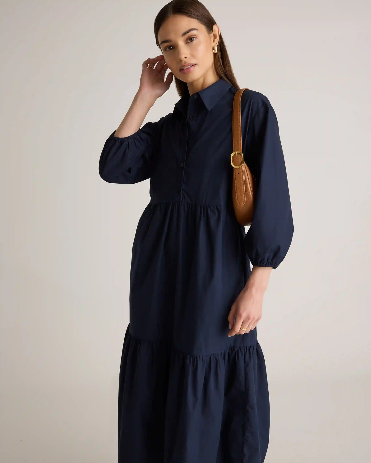 100% Organic Cotton Poplin Midi Tunic Dress