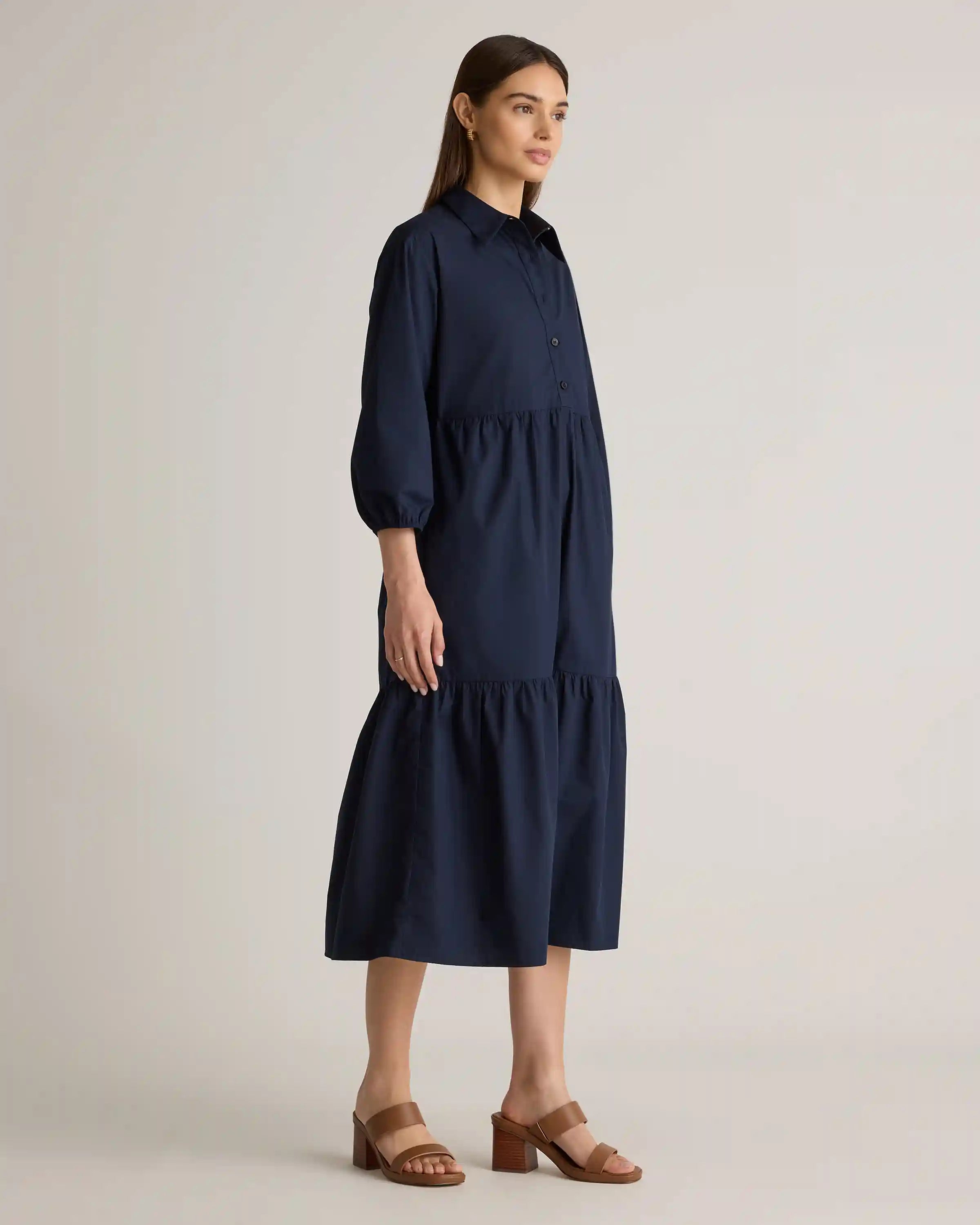 100% Organic Cotton Poplin Midi Tunic Dress