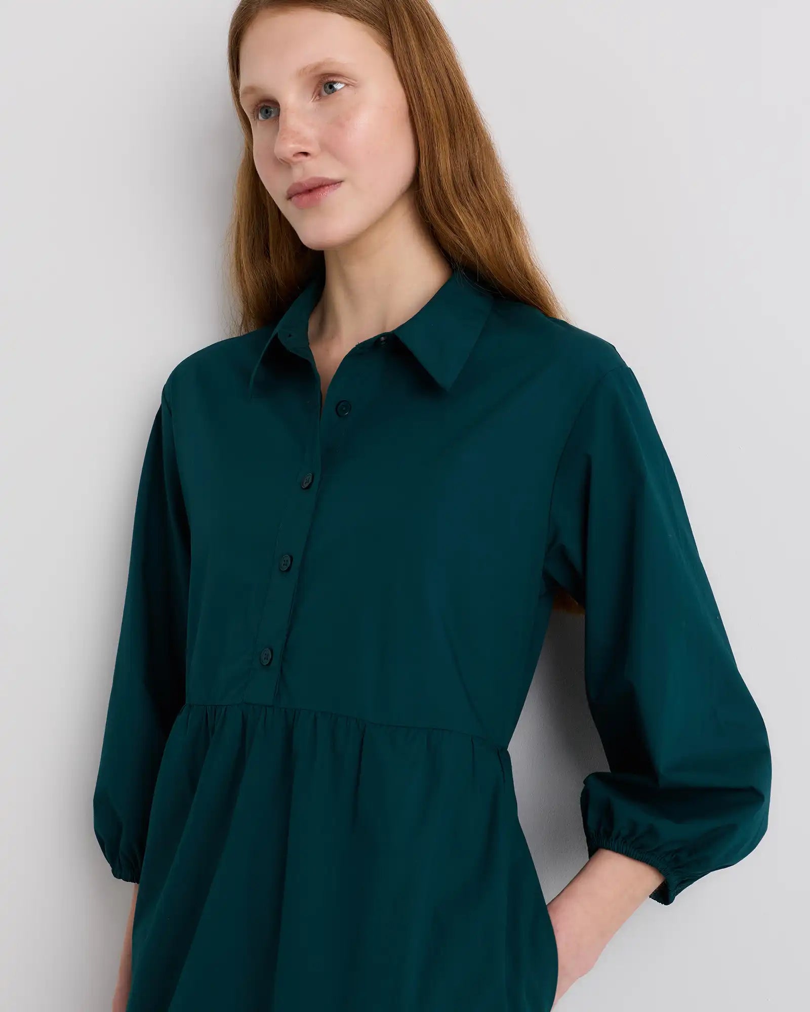 100% Organic Cotton Poplin Midi Tunic Dress