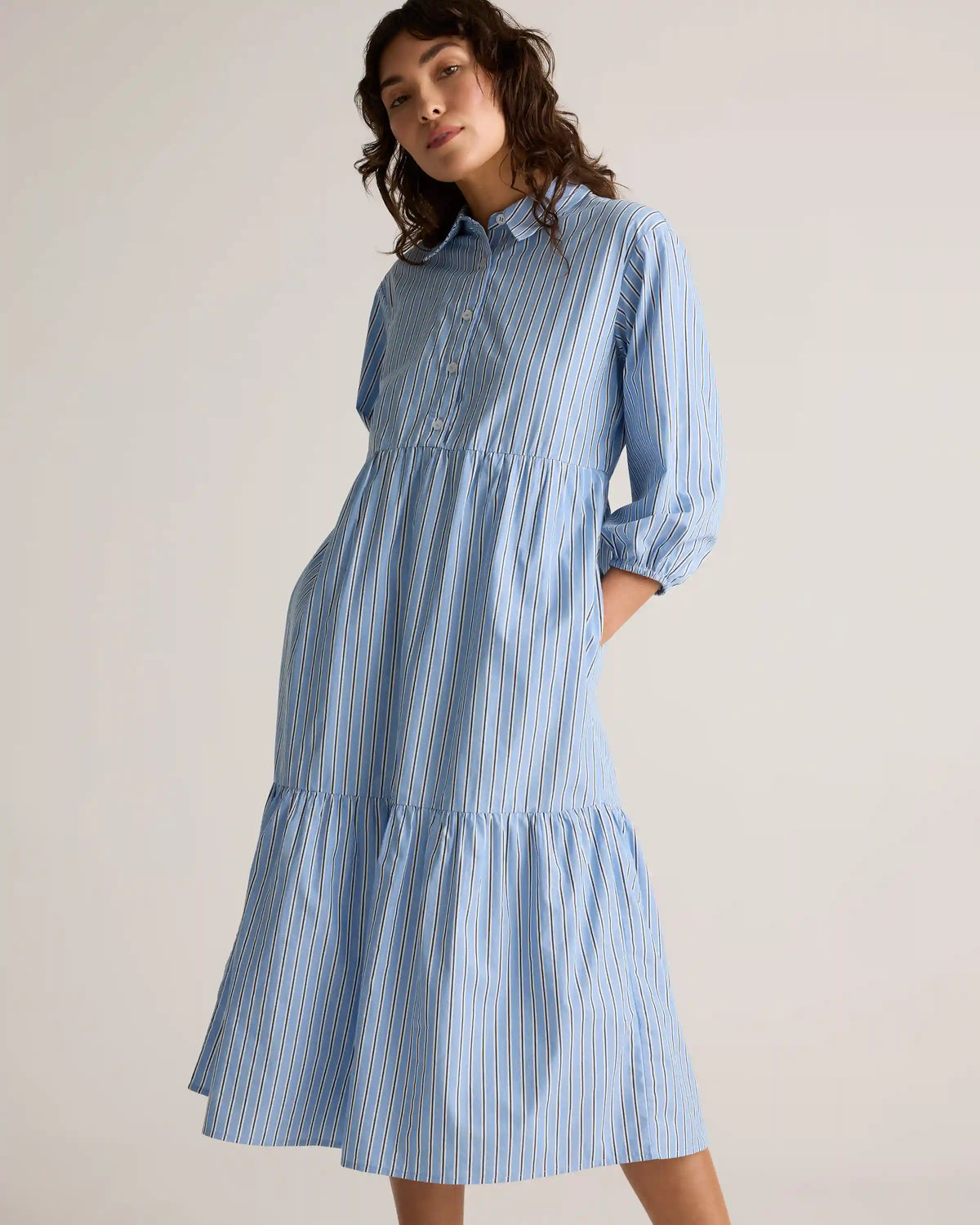100% Organic Cotton Poplin Midi Tunic Dress