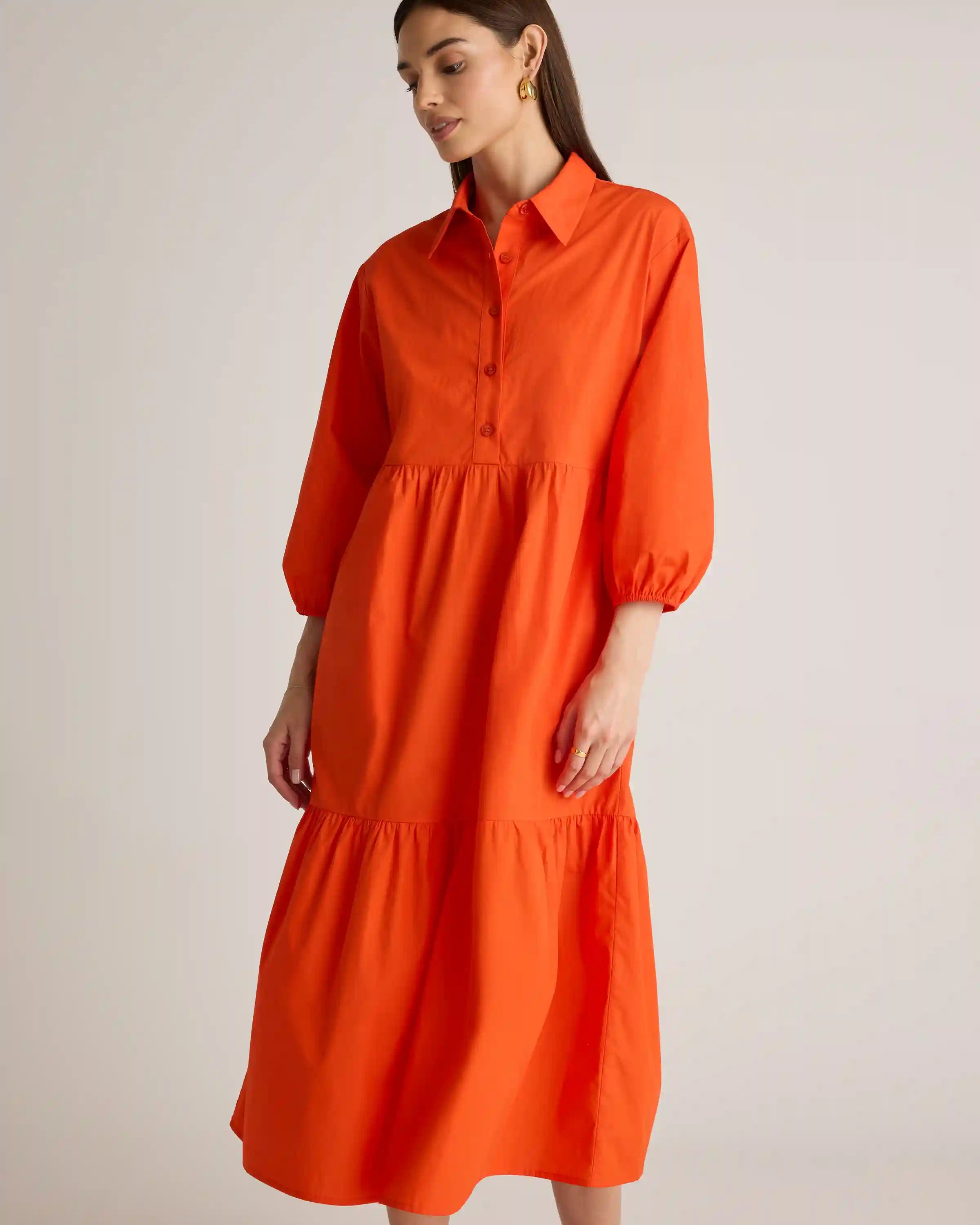 100% Organic Cotton Poplin Midi Tunic Dress
