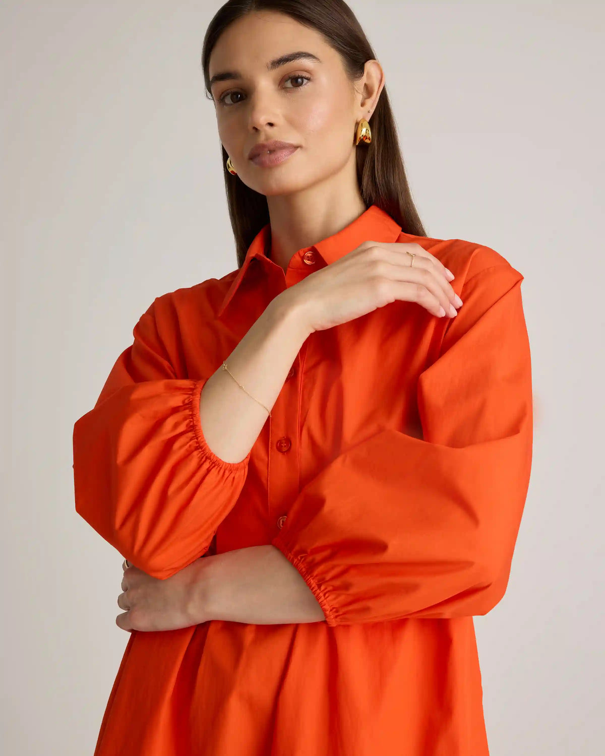100% Organic Cotton Poplin Midi Tunic Dress