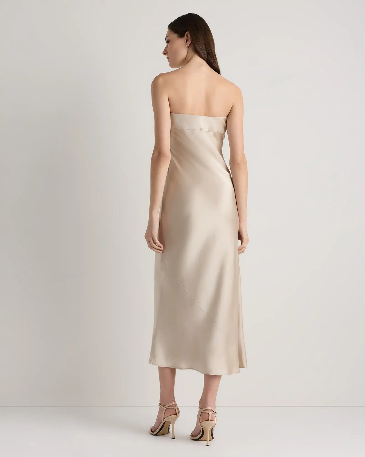 100% Washable Silk Strapless Midi Dress