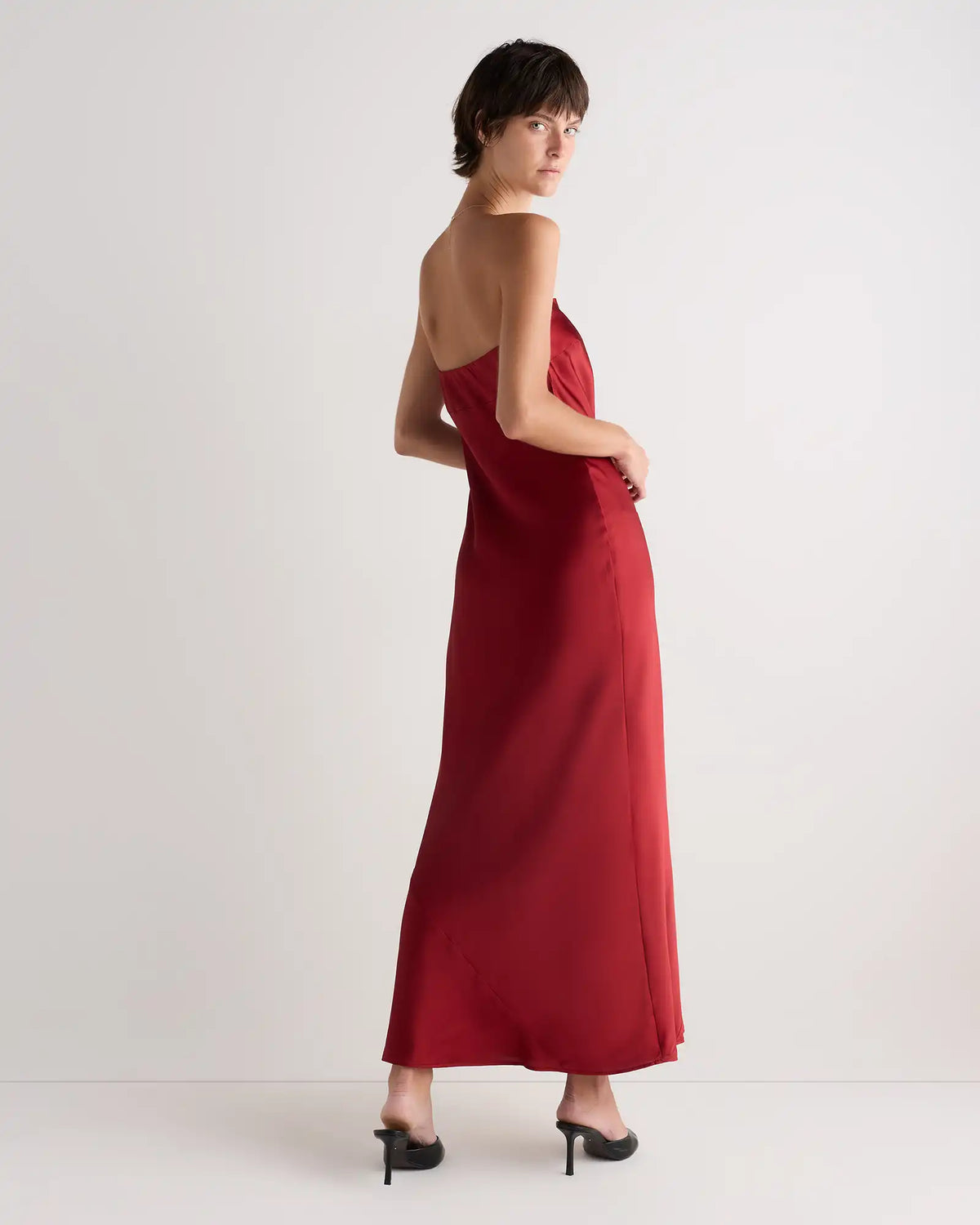 100% Washable Silk Strapless Midi Dress