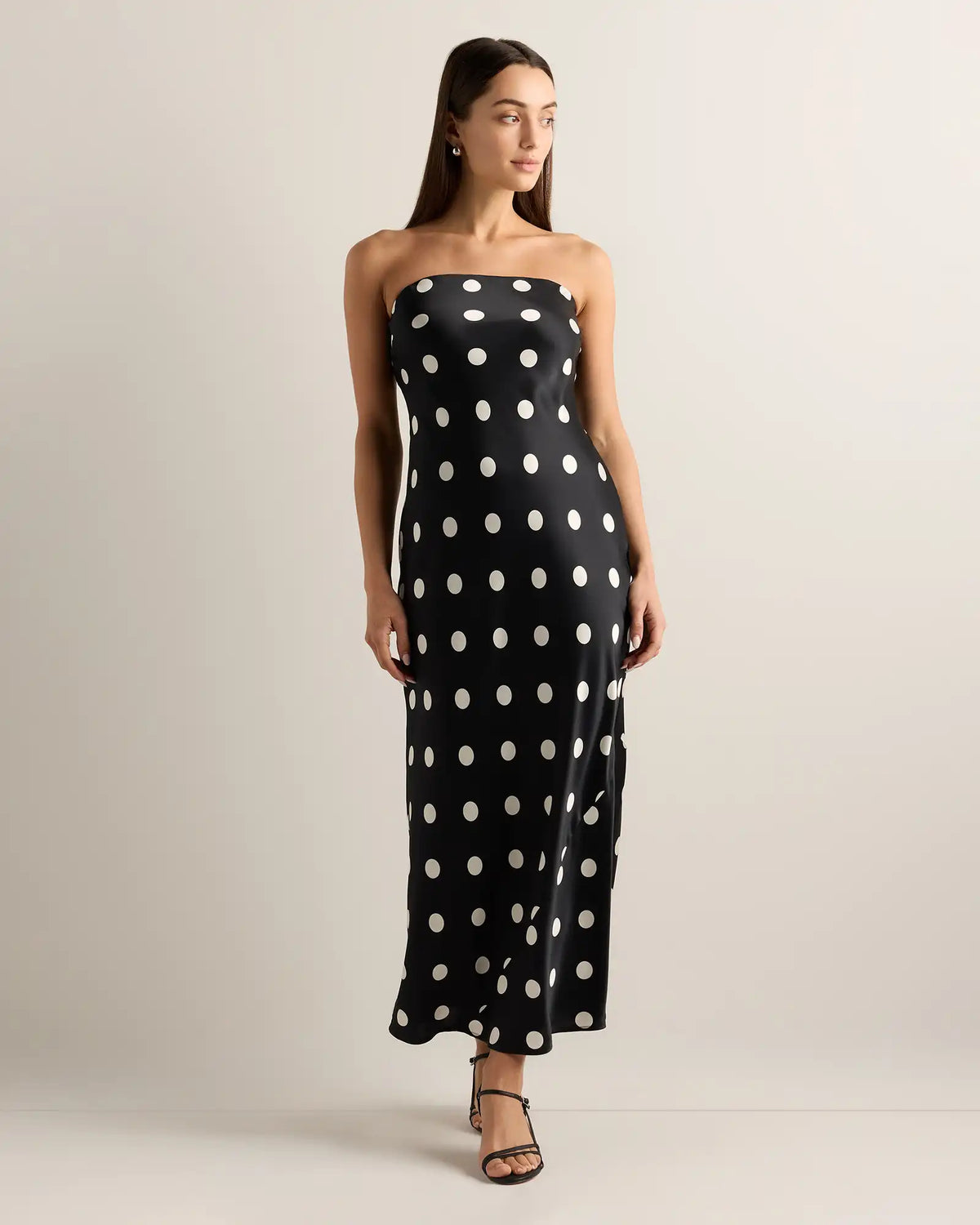 100% Washable Silk Strapless Midi Dress