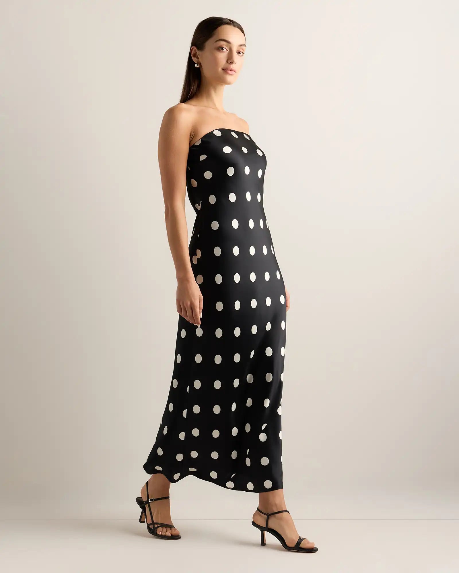 100% Washable Silk Strapless Midi Dress