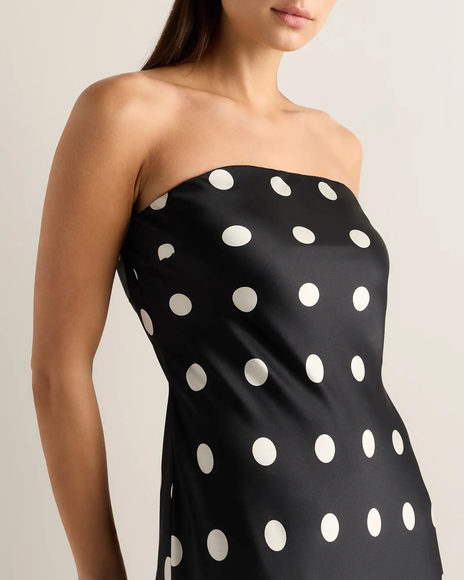 100% Washable Silk Strapless Midi Dress