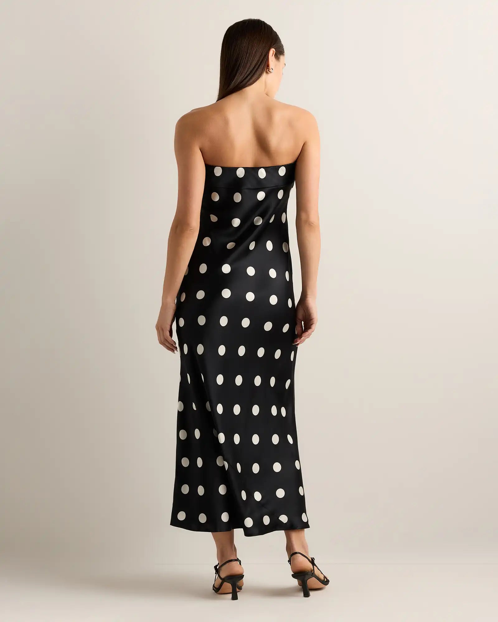 100% Washable Silk Strapless Midi Dress