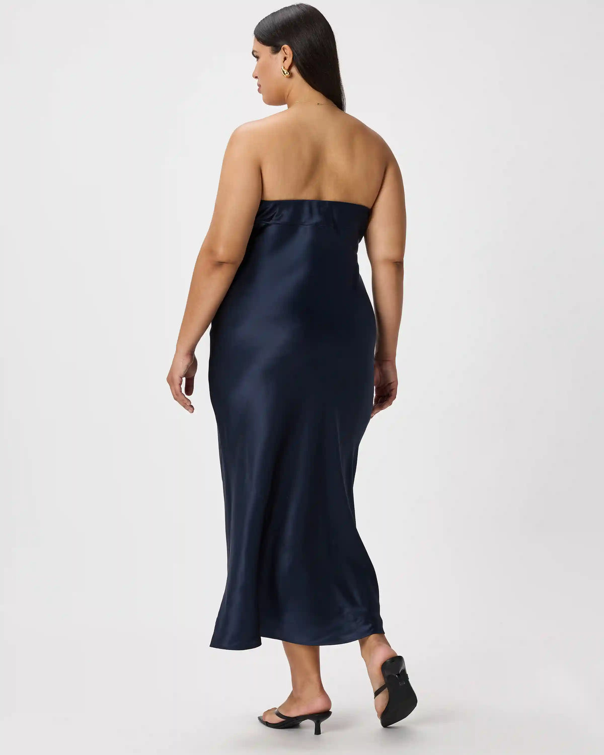 100% Washable Silk Strapless Midi Dress