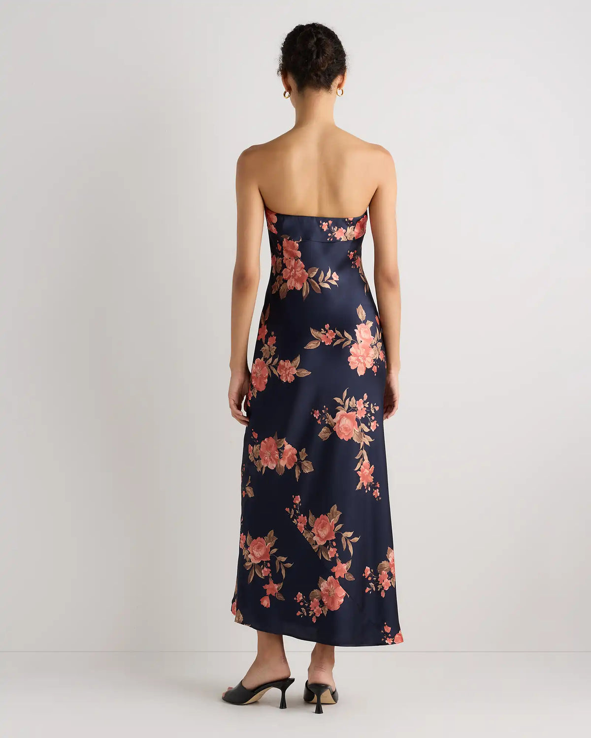 100% Washable Silk Strapless Midi Dress