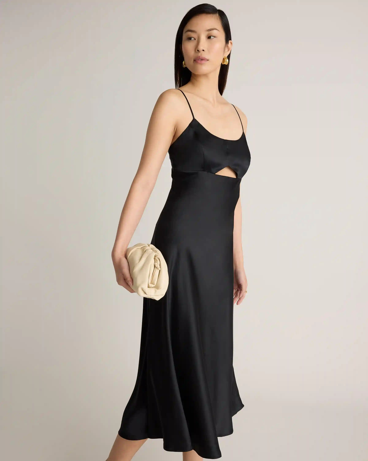 100% Washable Silk Cutout Midi Slip Dress