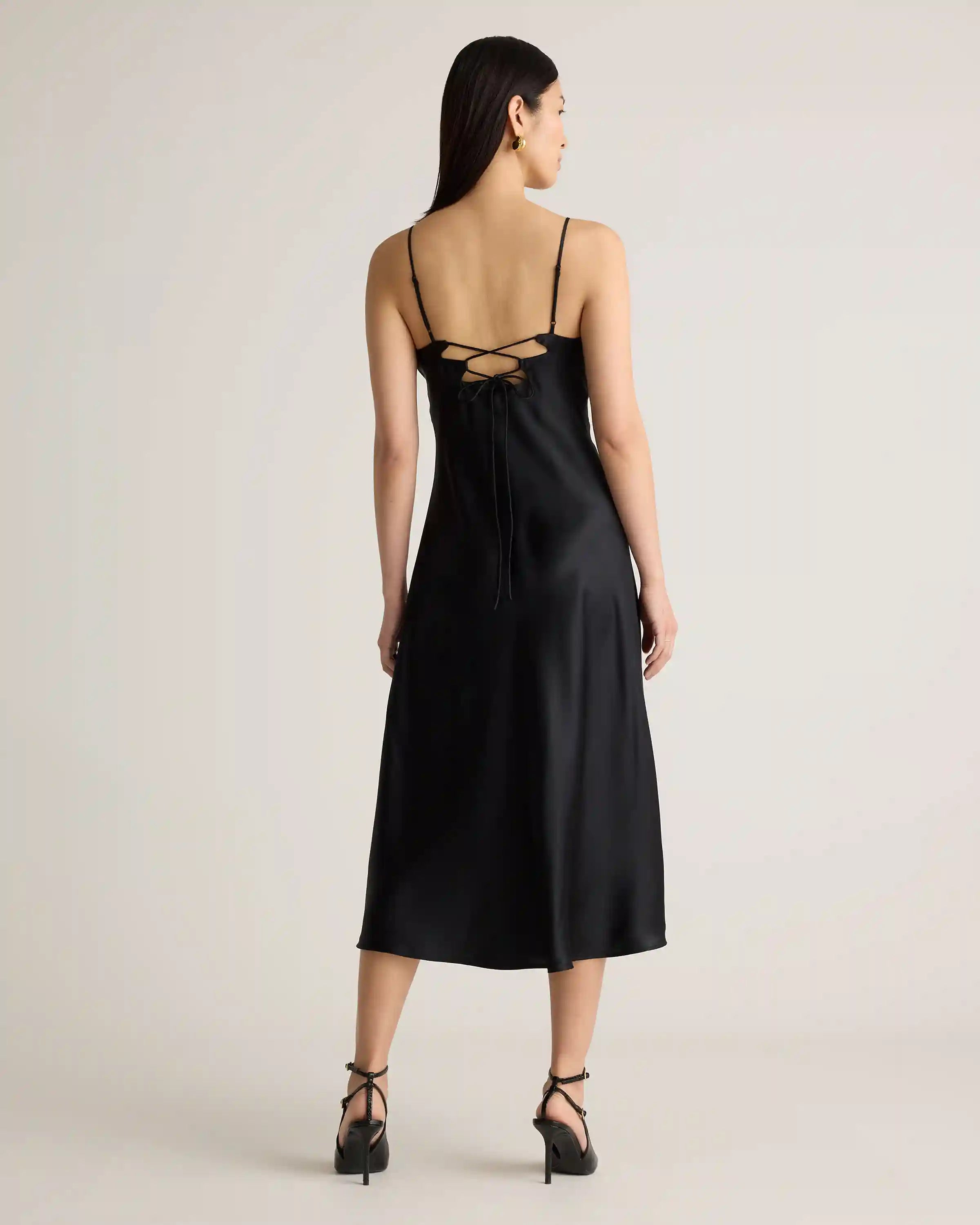 100% Washable Silk Cutout Midi Slip Dress