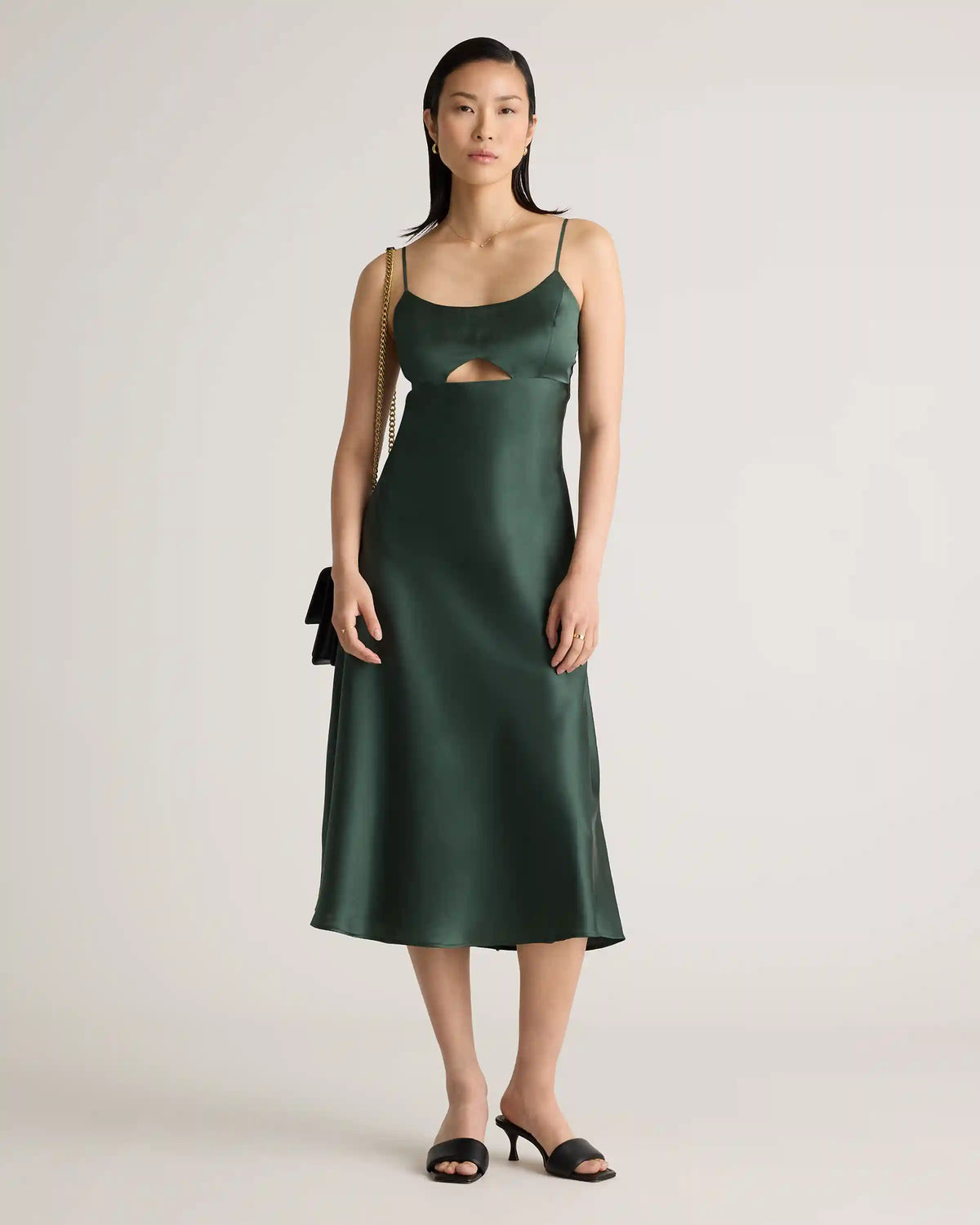 100% Washable Silk Cutout Midi Slip Dress