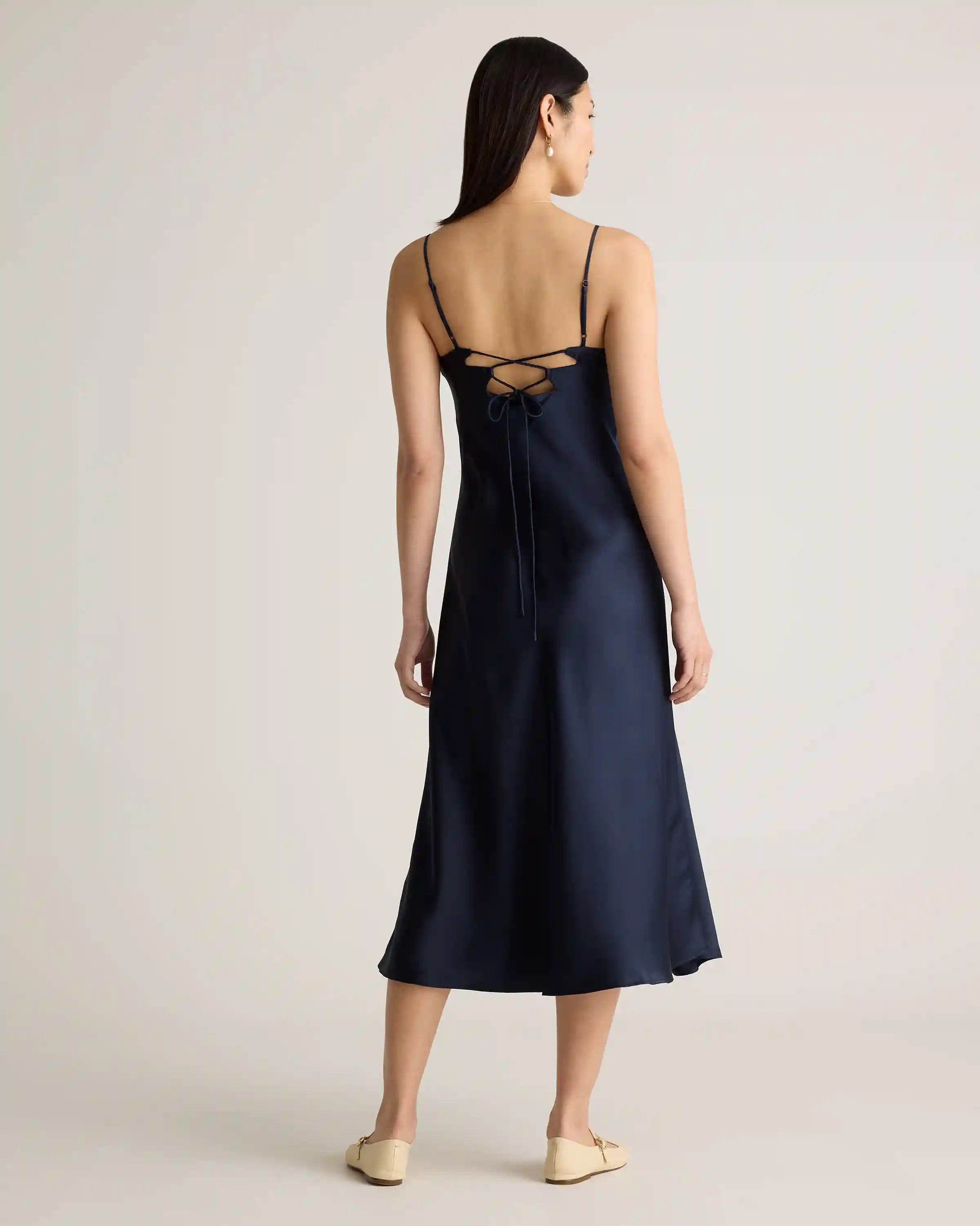 100% Washable Silk Cutout Midi Slip Dress