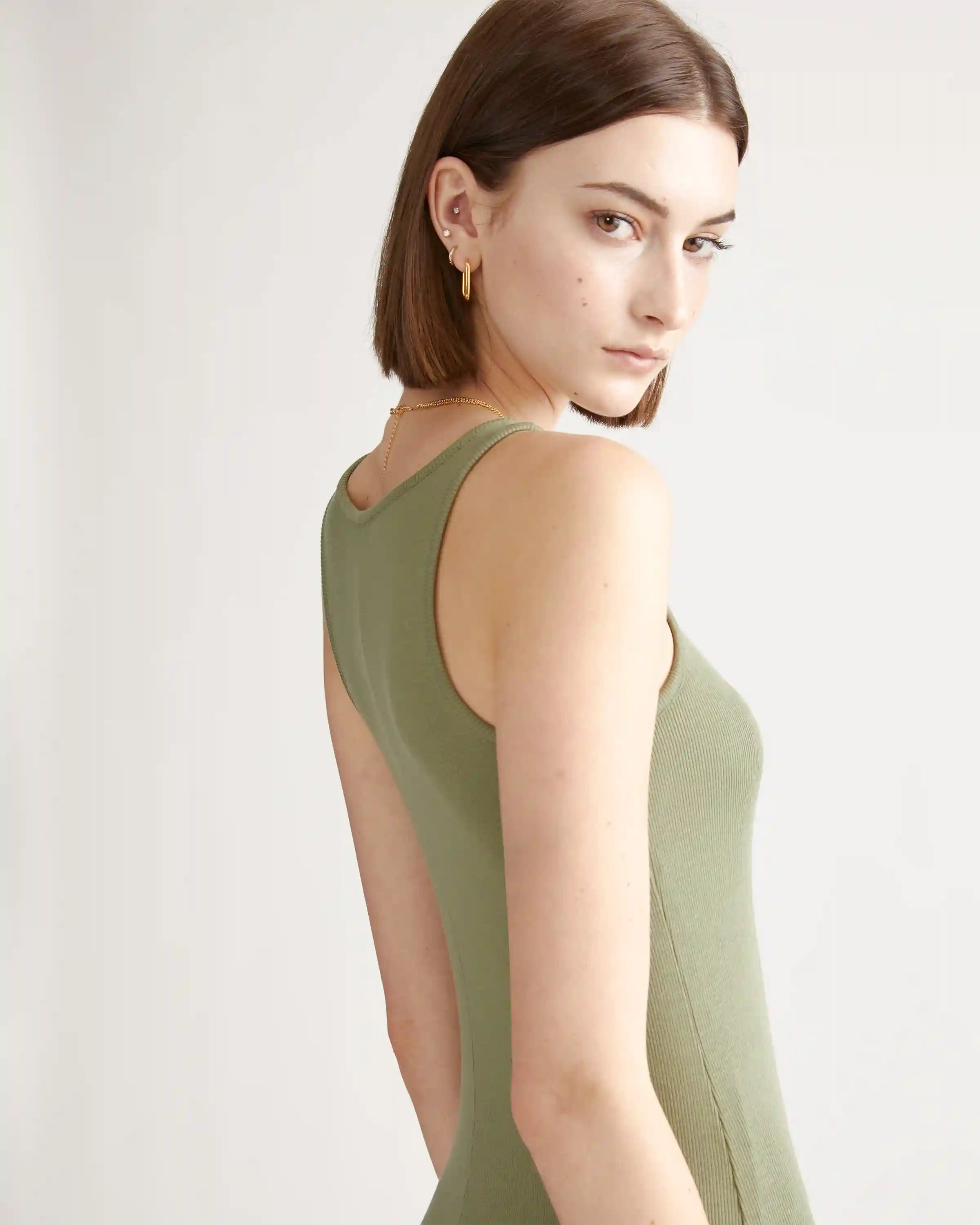 Tencel Rib Knit Sleeveless Dress